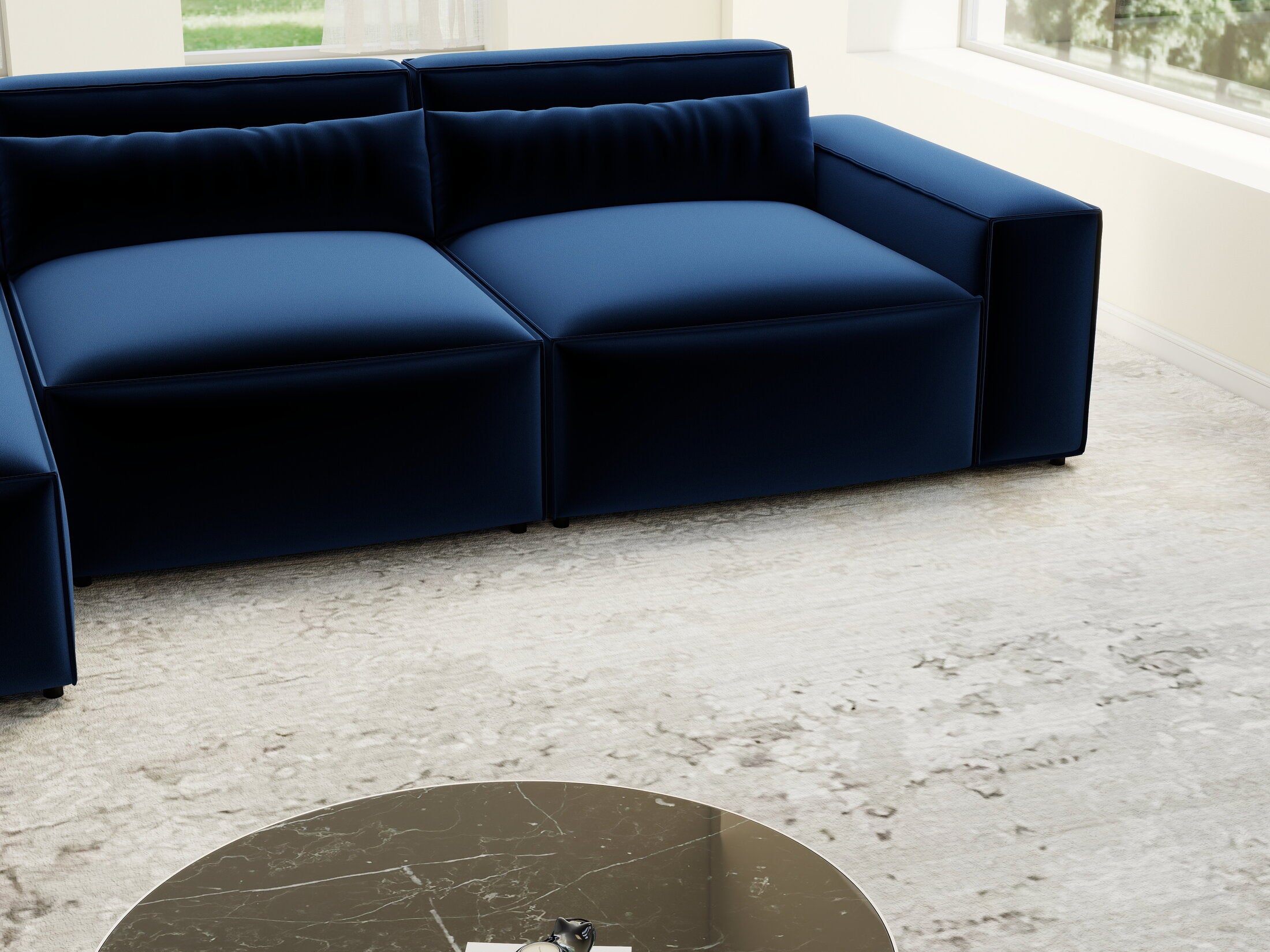 Colțar dumonde cu sezut confortabil din spuma HR, Marvelo XL Royal Albastru Navy 366x175 cm