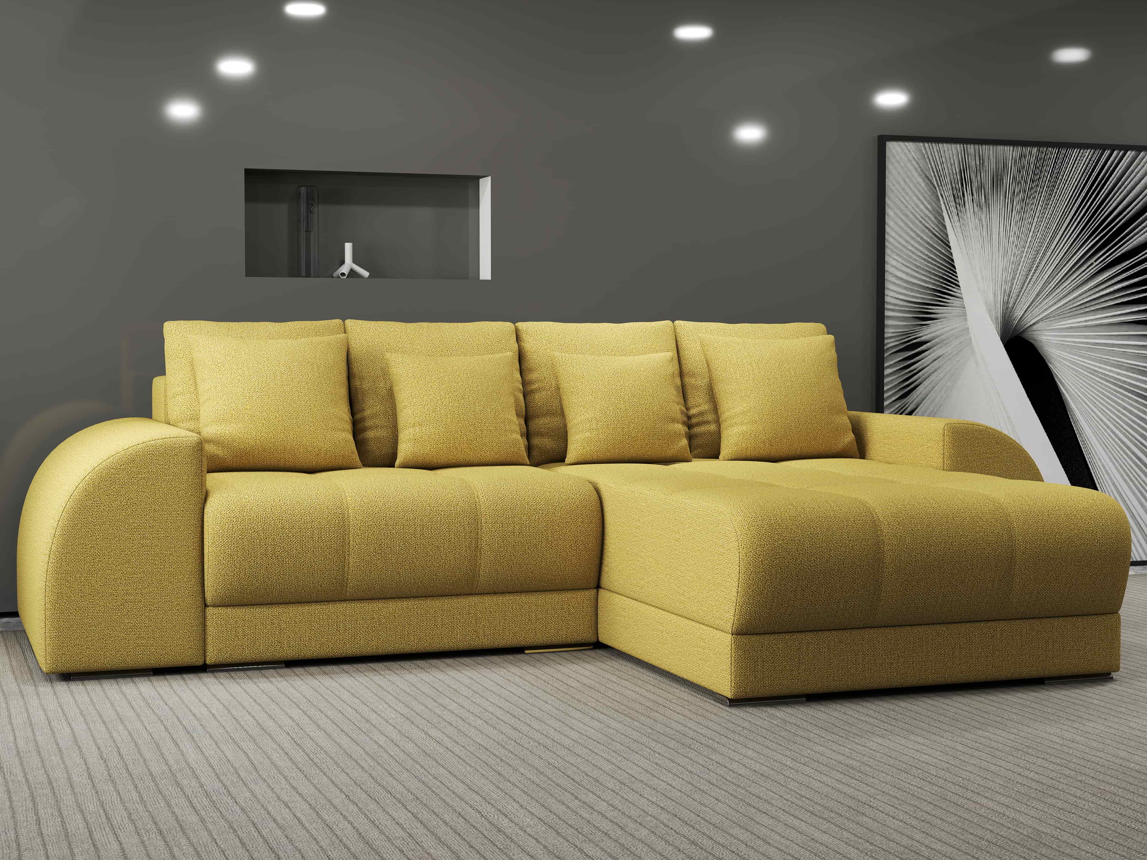 Colțar extensibil dumonde cu ladă de depozitare si sezut confortabil din spuma HR, Verona Enjoy Melon II 290x185 cm Fabrica