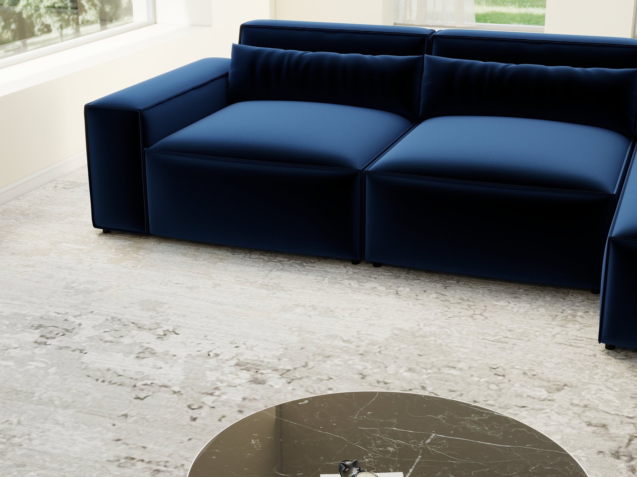 Colțar dumonde cu sezut confortabil din spuma HR, Marvelo XL Royal Albastru Navy 366x175 cm II