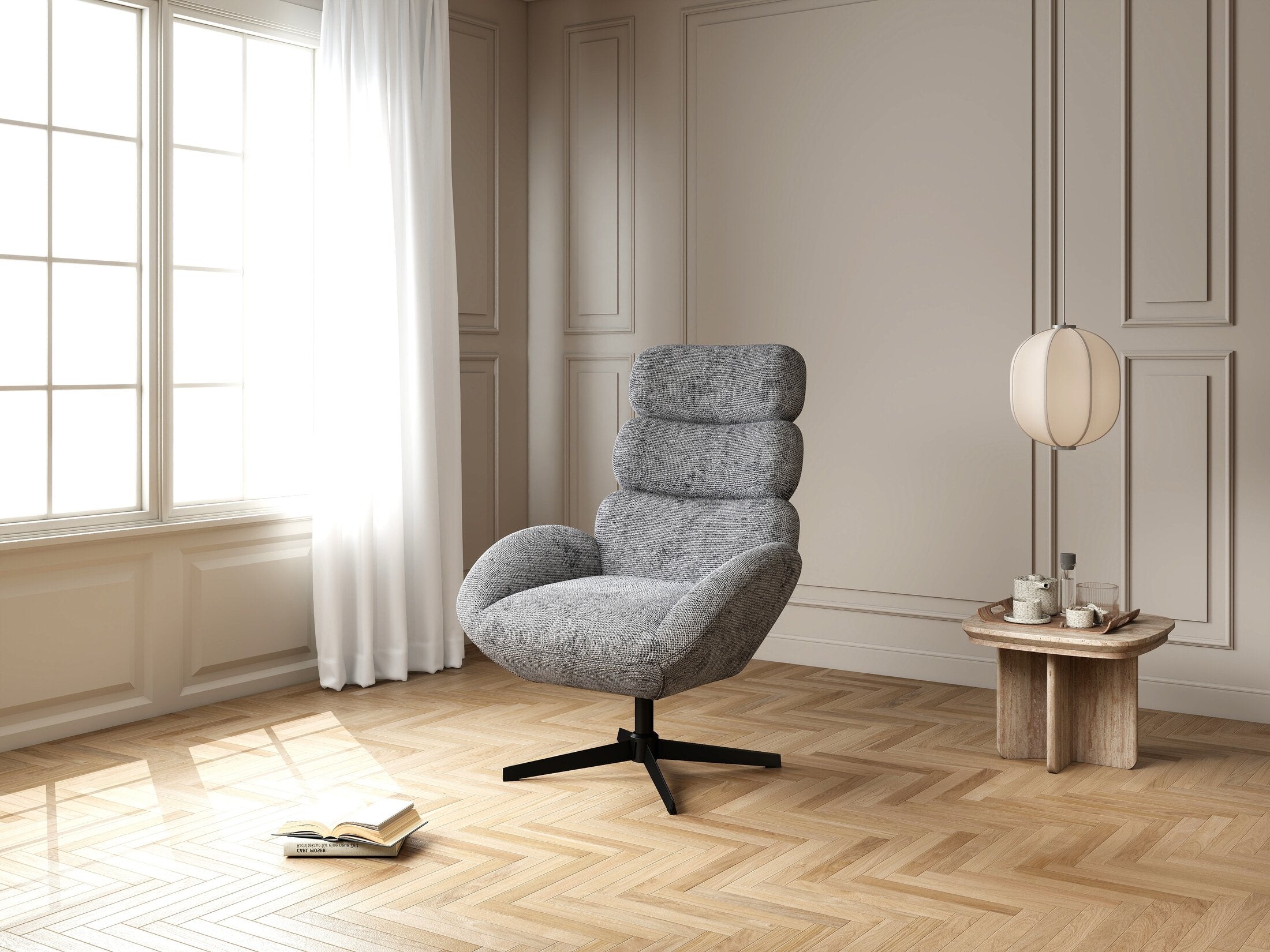 Fotoliu dumonde tapitat Gri modern Zaffiro 75x83cm