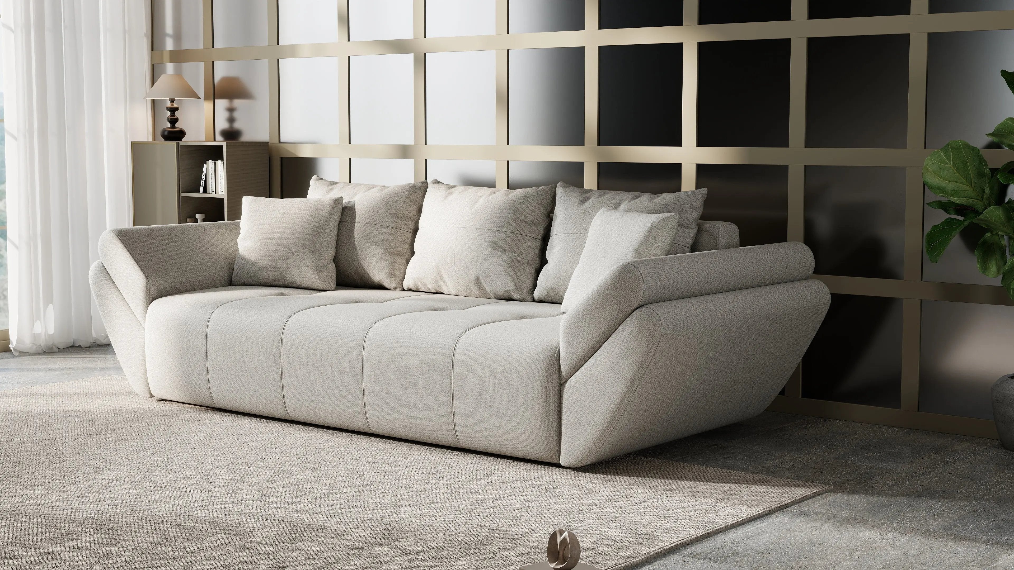 Canapea extensibilă dumonde cu ladă de depozitare si sezut confortabil din spuma HR, Berlin Enjoy Bej 250x100 cm Fabrica