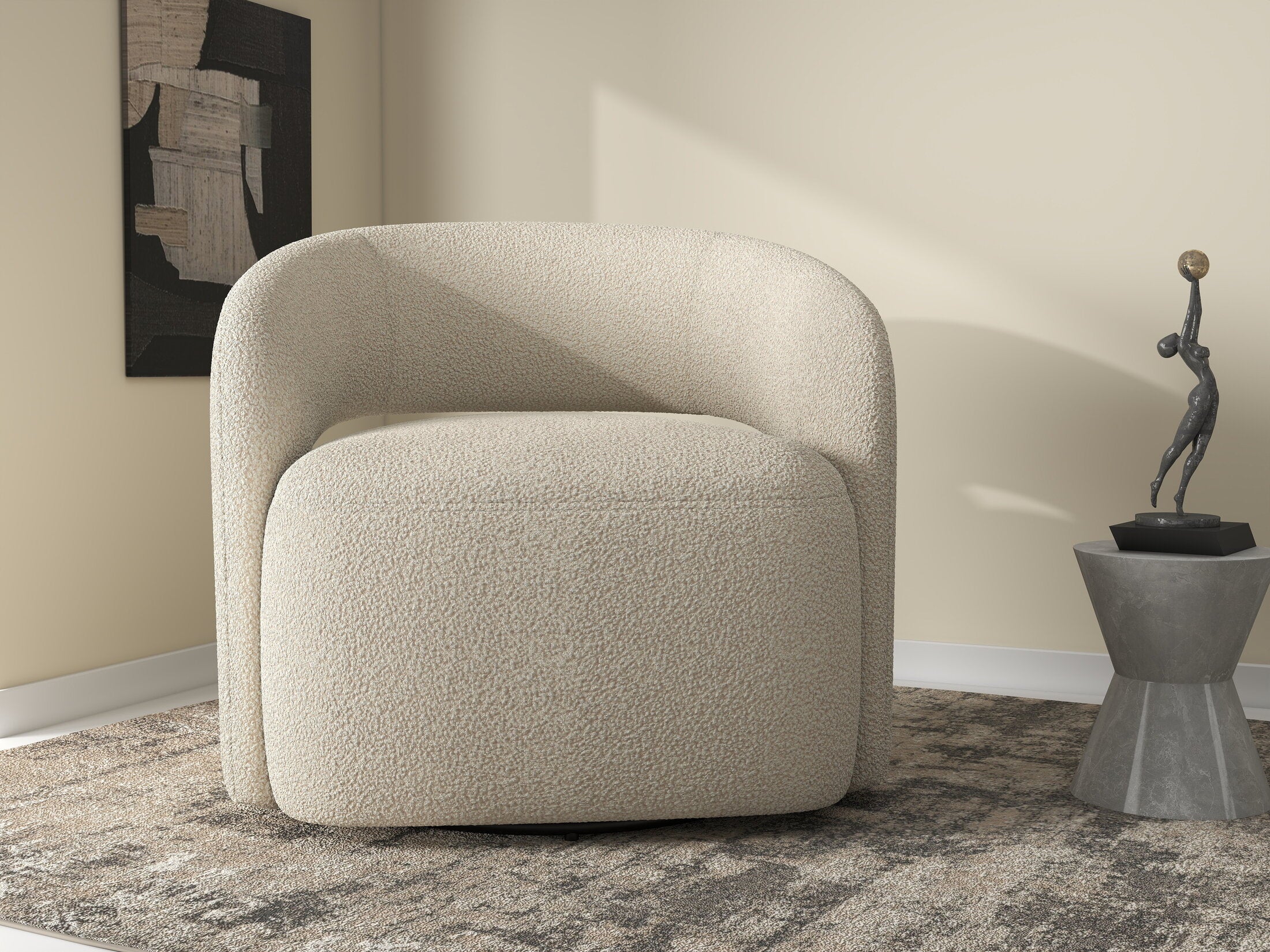 Fotoliu dumonde tapitat Bej modern Elvaro 77x83cm