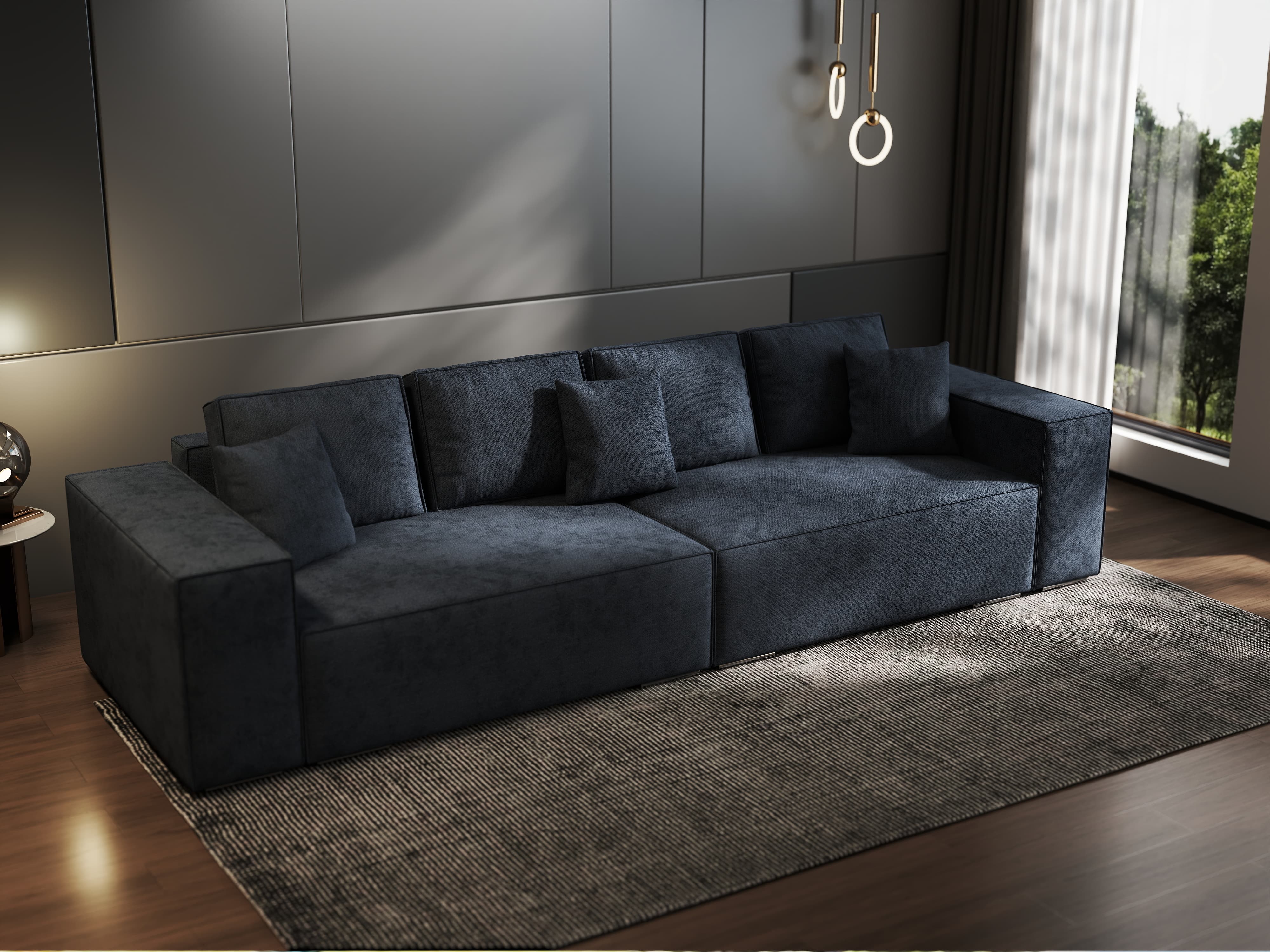 Canapea extensibilă dumonde cu ladă de depozitare si sezut confortabil din spuma HR, Dream Enjoy Antracit 310x100 cm Fabrica