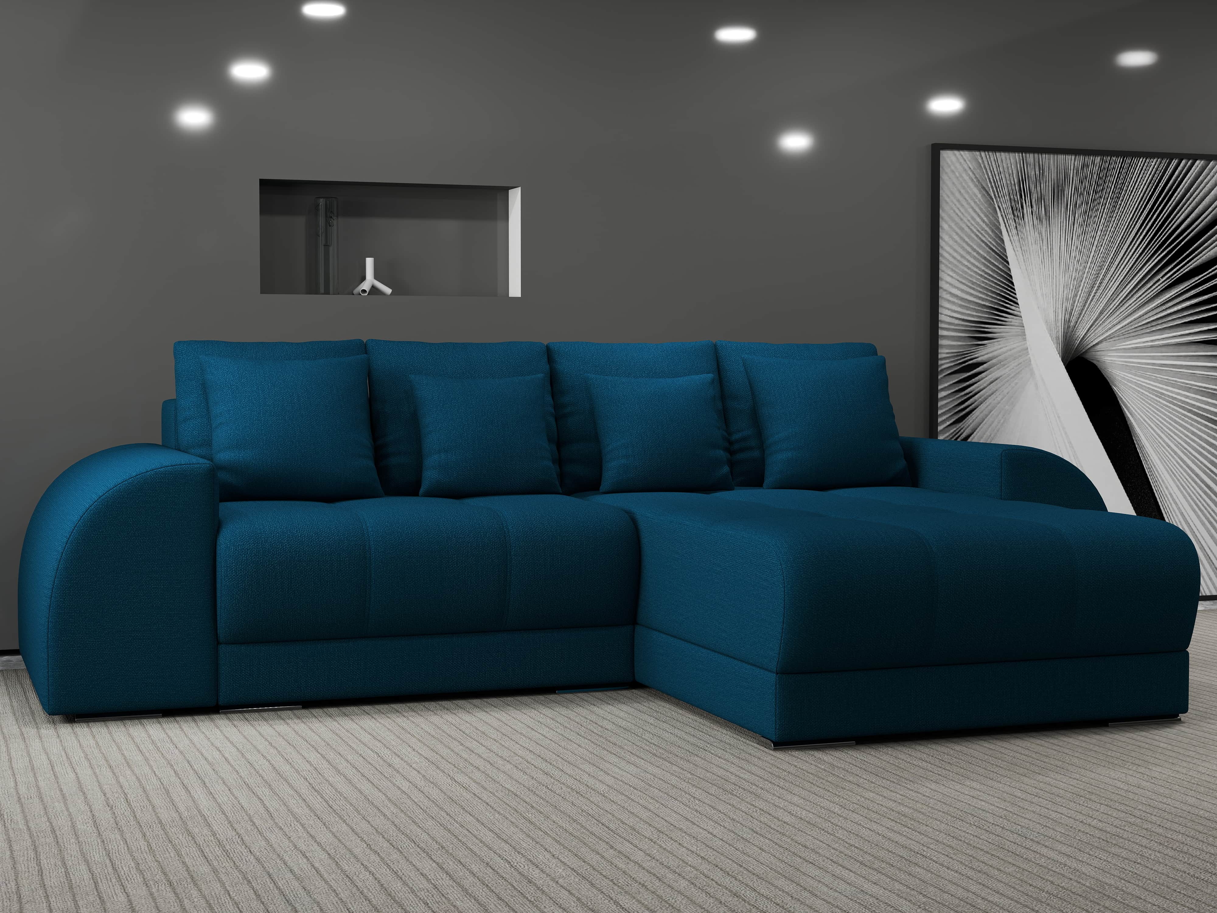 Colțar extensibil dumonde cu ladă de depozitare si sezut confortabil din spuma HR, Verona Enjoy Petrol II 290x185 cm Fabrica