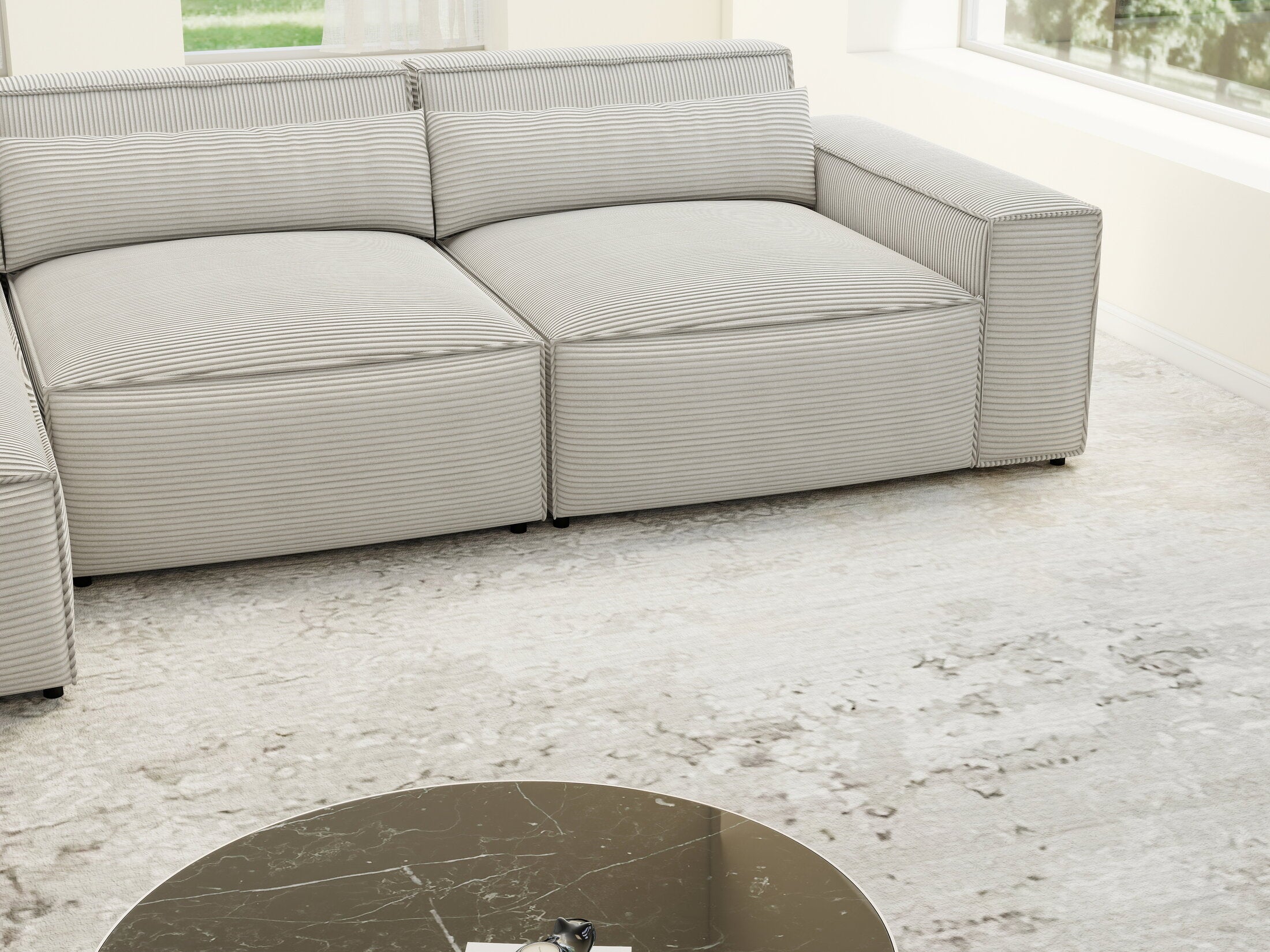 Colțar dumonde cu sezut confortabil din spuma HR, Marvelo XL Zoom Gri Mint 366x175 cm