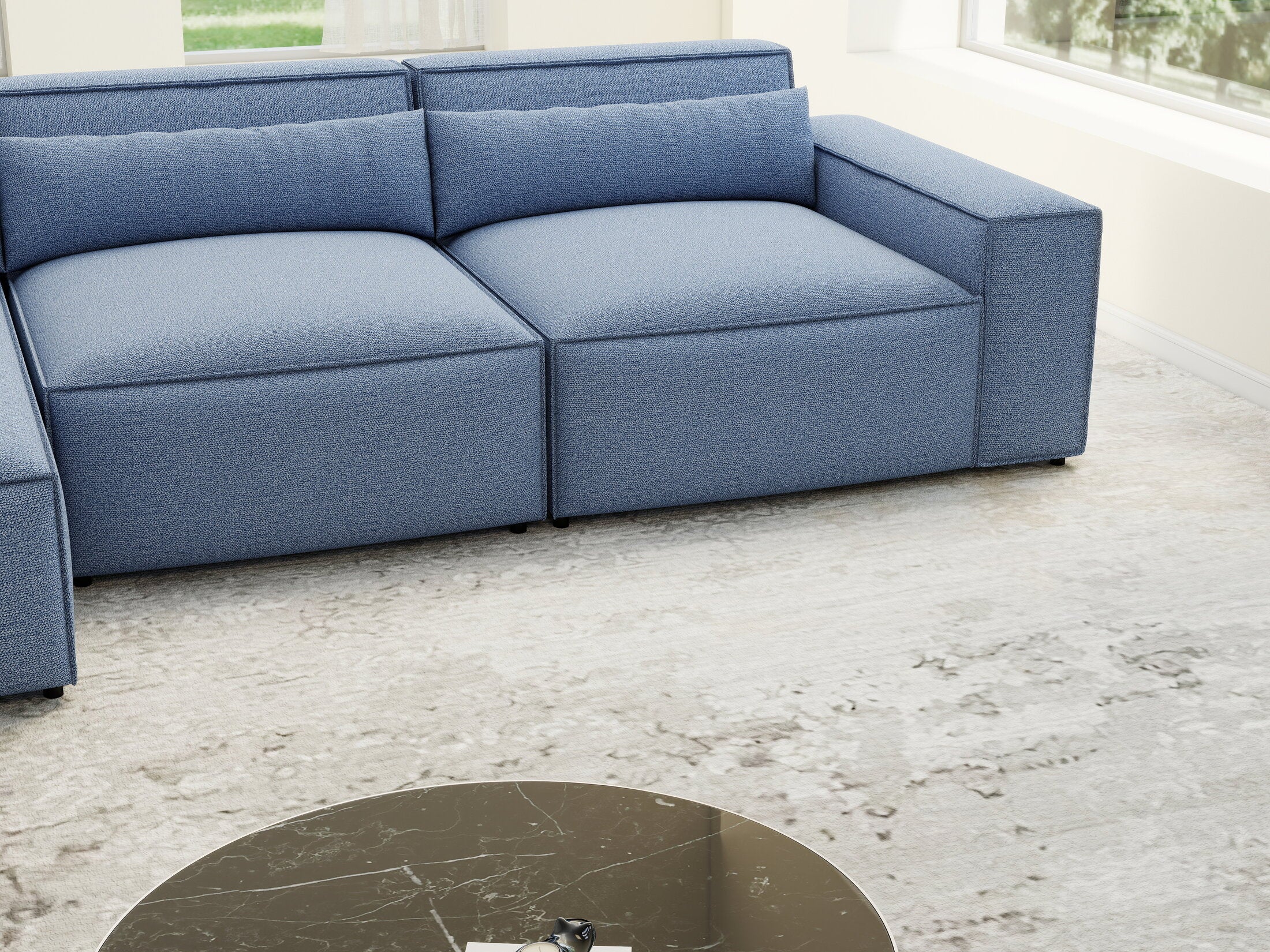 Colțar dumonde cu sezut confortabil din spuma HR, Marvelo XL Enjoy Albastru 366x175 cm