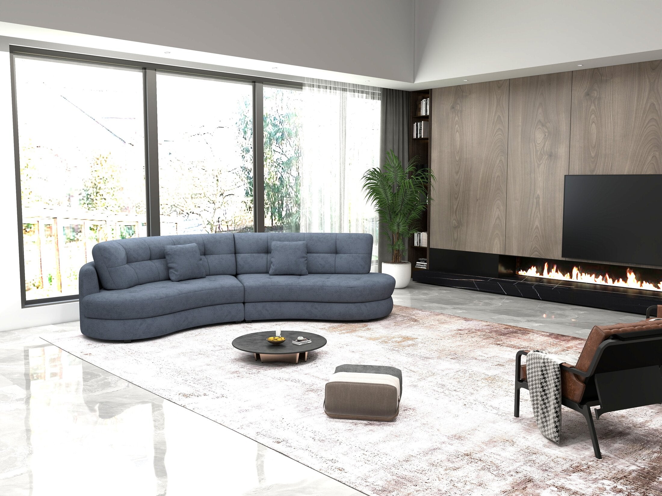 Canapea semirotunda dumonde cu șezut confortabil din spumă HR, Roma Enjoy Antracit 300x160 cm