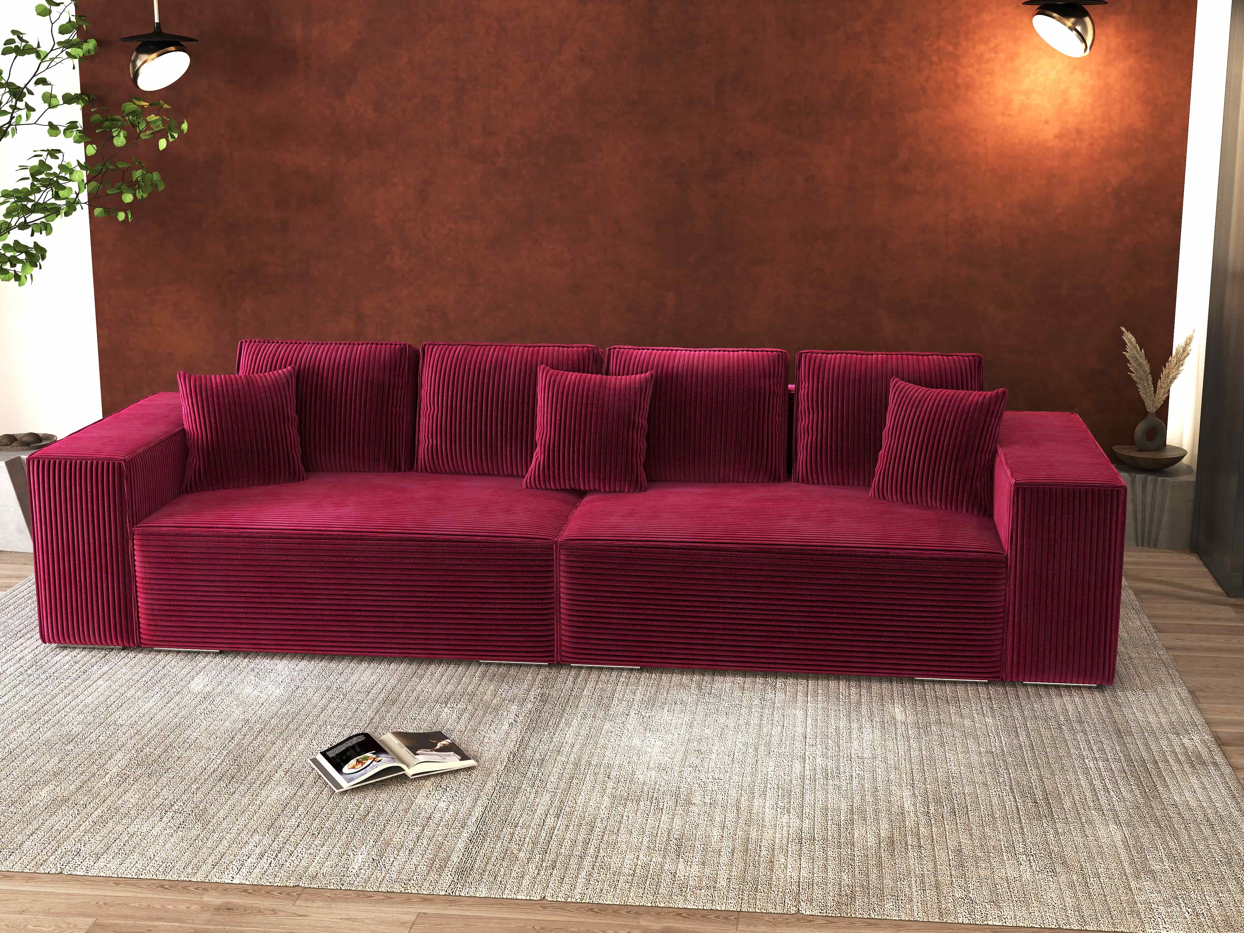 Canapea extensibilă dumonde cu ladă de depozitare si sezut confortabil din spuma HR, Dream Zoom Rosu 310x100 cm Fabrica