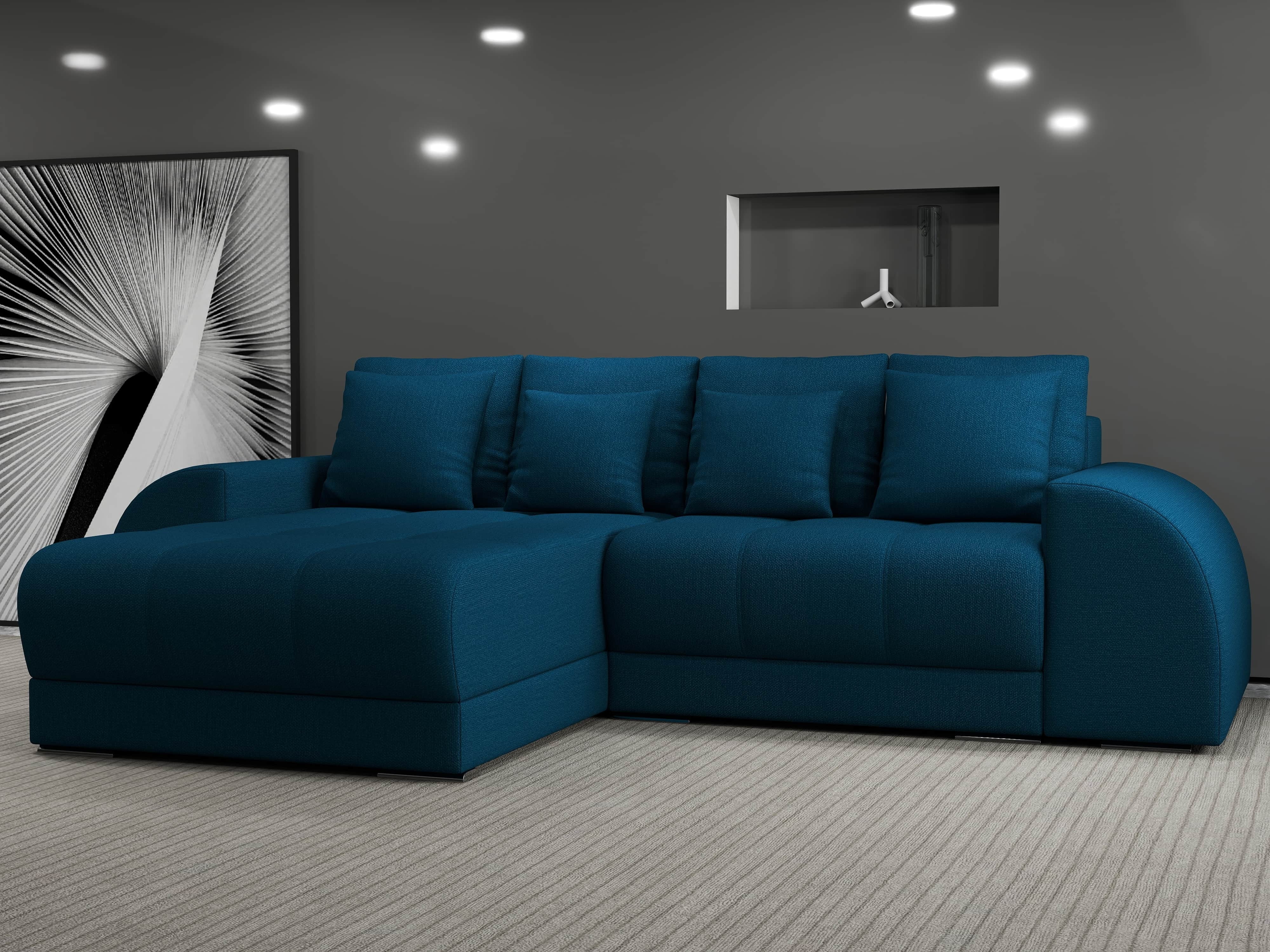 Colțar extensibil dumonde cu ladă de depozitare si sezut confortabil din spuma HR, Verona Enjoy Petrol 290x185 cm Fabrica