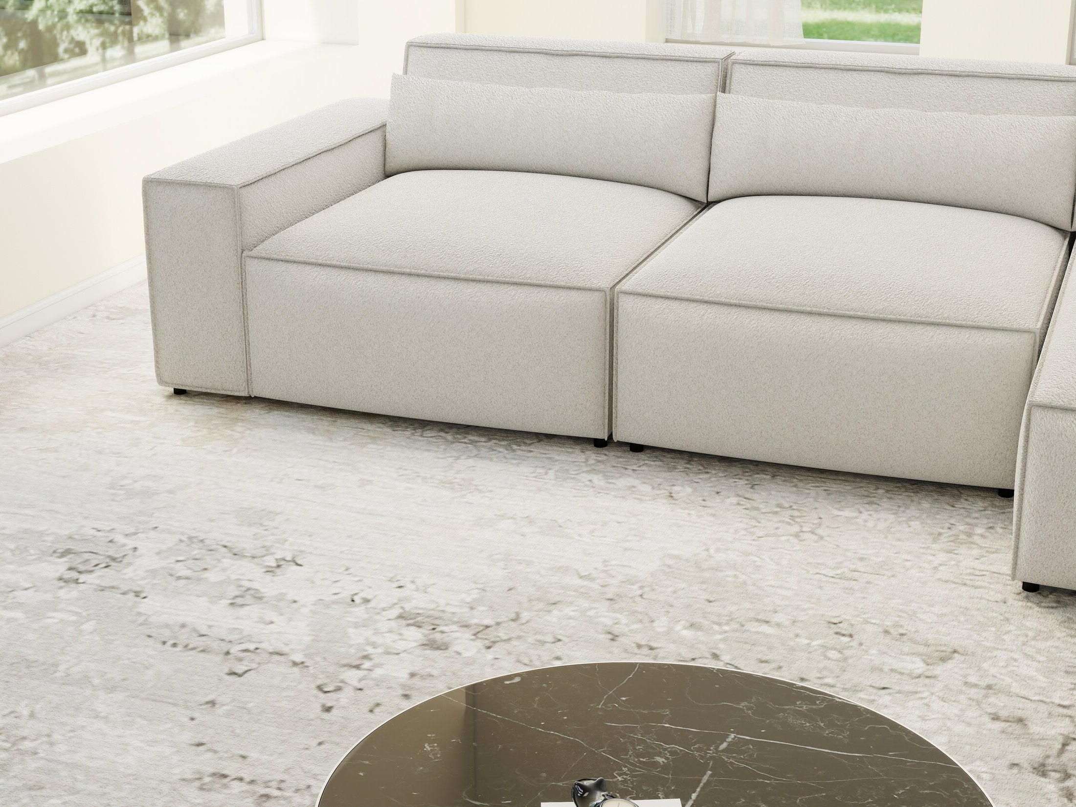 Colțar dumonde cu sezut confortabil din spuma HR, Marvelo XL Euphoria Alb 366x175 cm II