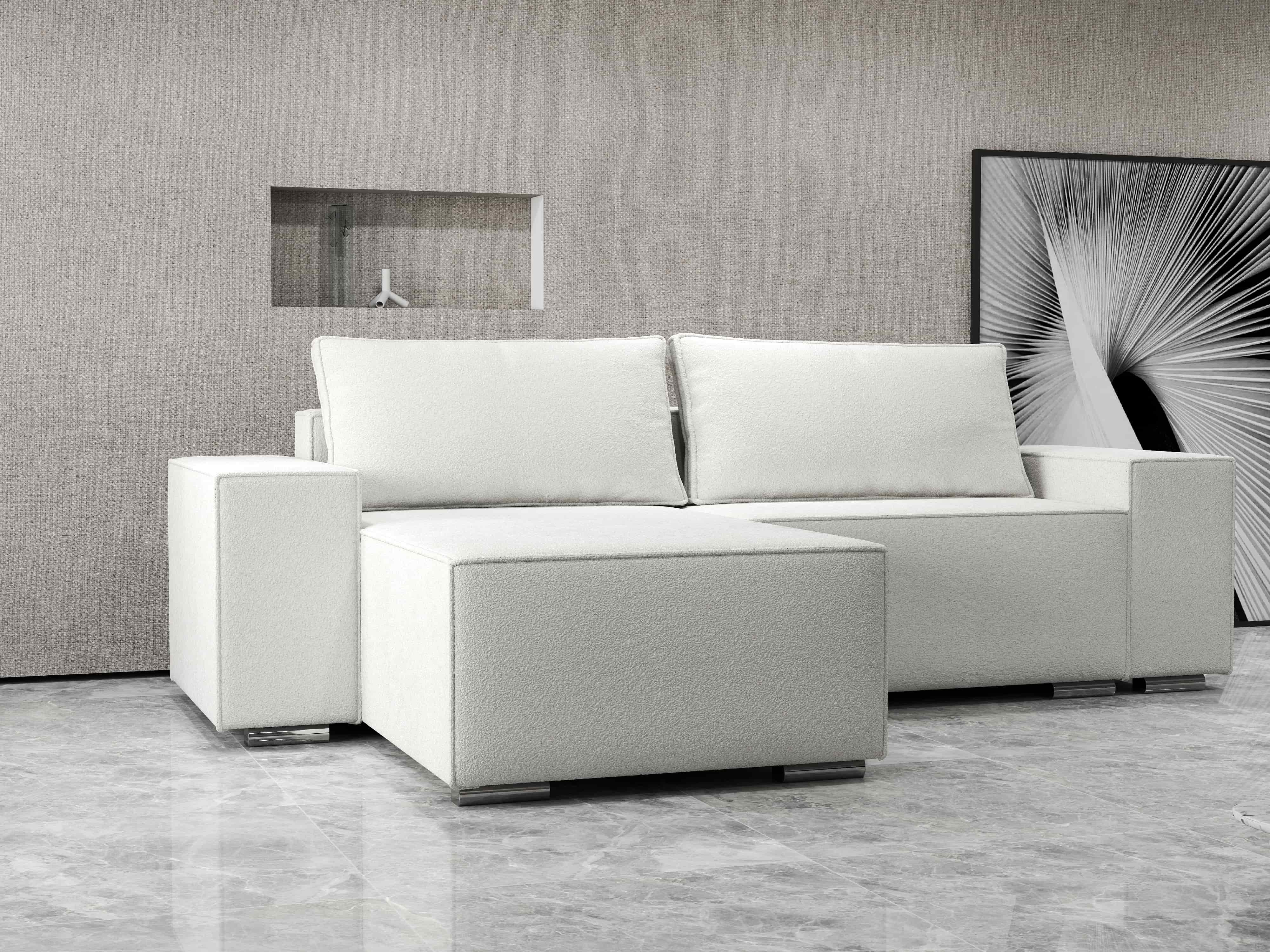 Colțar extensibil dumonde cu ladă de depozitare si sezut confortabil din spuma HR, Dream Euphoria Ivory 290x185 cm Fabrica