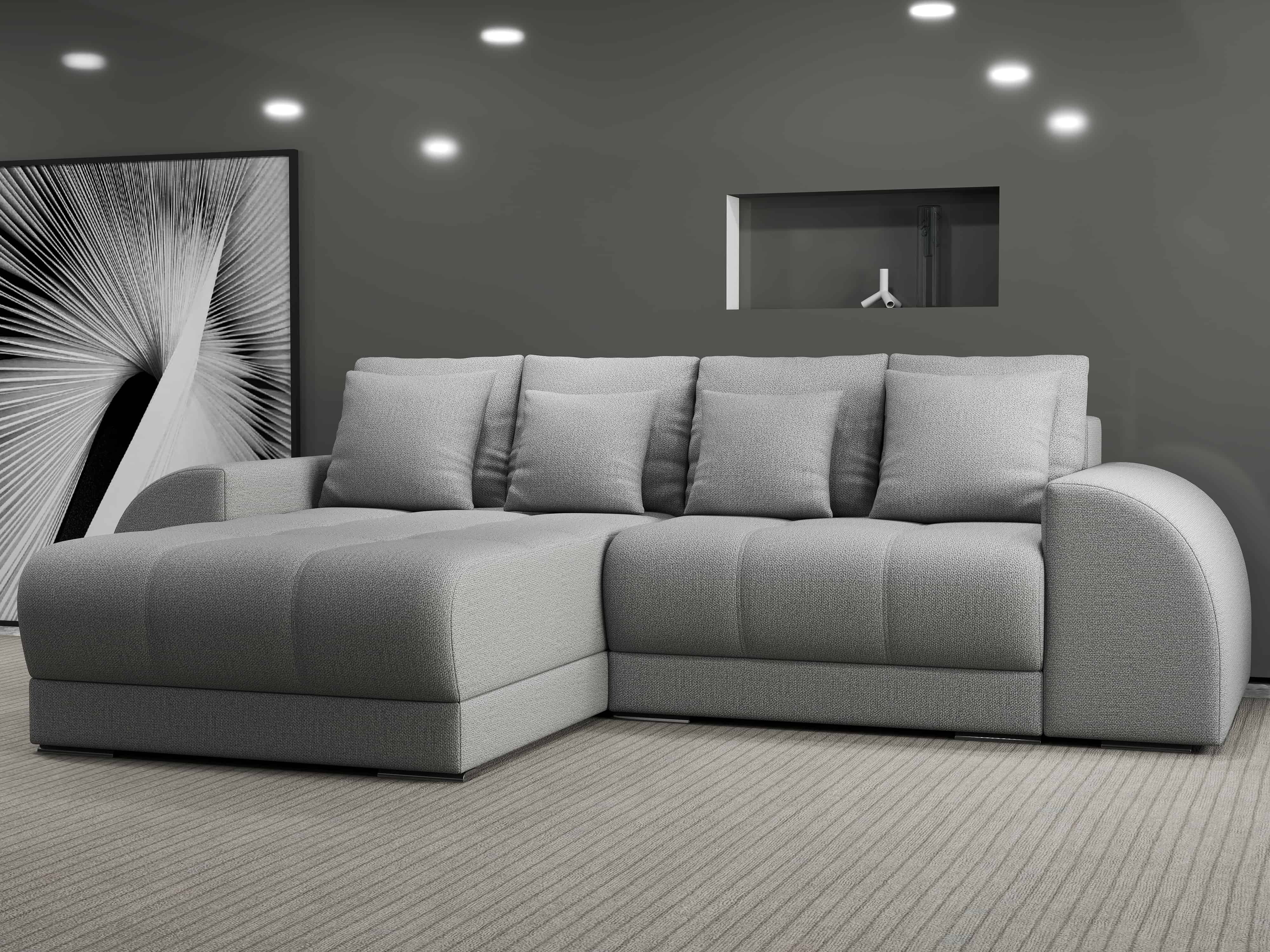 Colțar extensibil dumonde cu ladă de depozitare si sezut confortabil din spuma HR, Verona Enjoy Gri 290x185 cm Fabrica