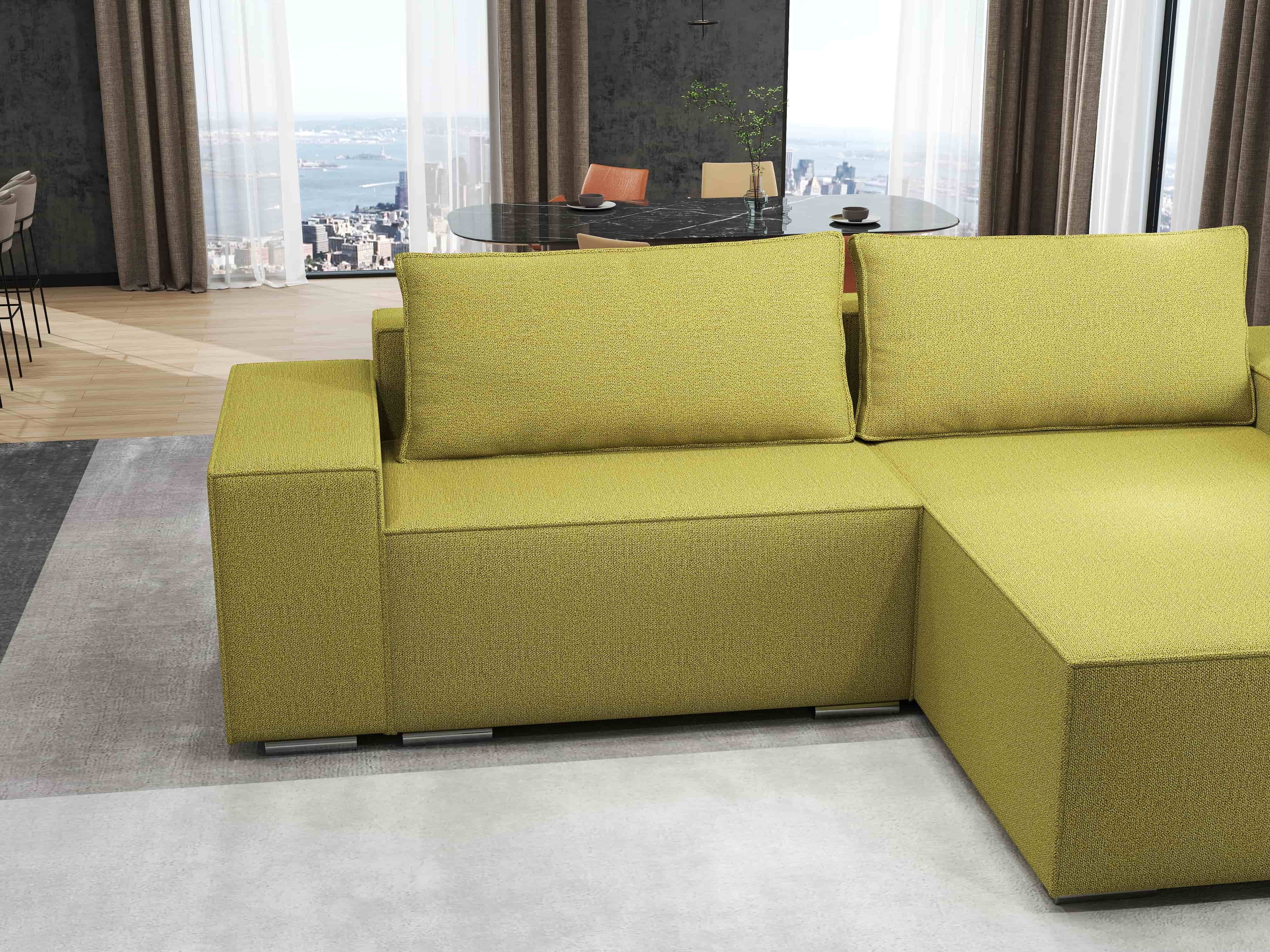 Colțar extensibil dumonde cu ladă de depozitare si sezut confortabil din spuma HR, Dream Enjoy Verde 290x185 cm II Fabrica