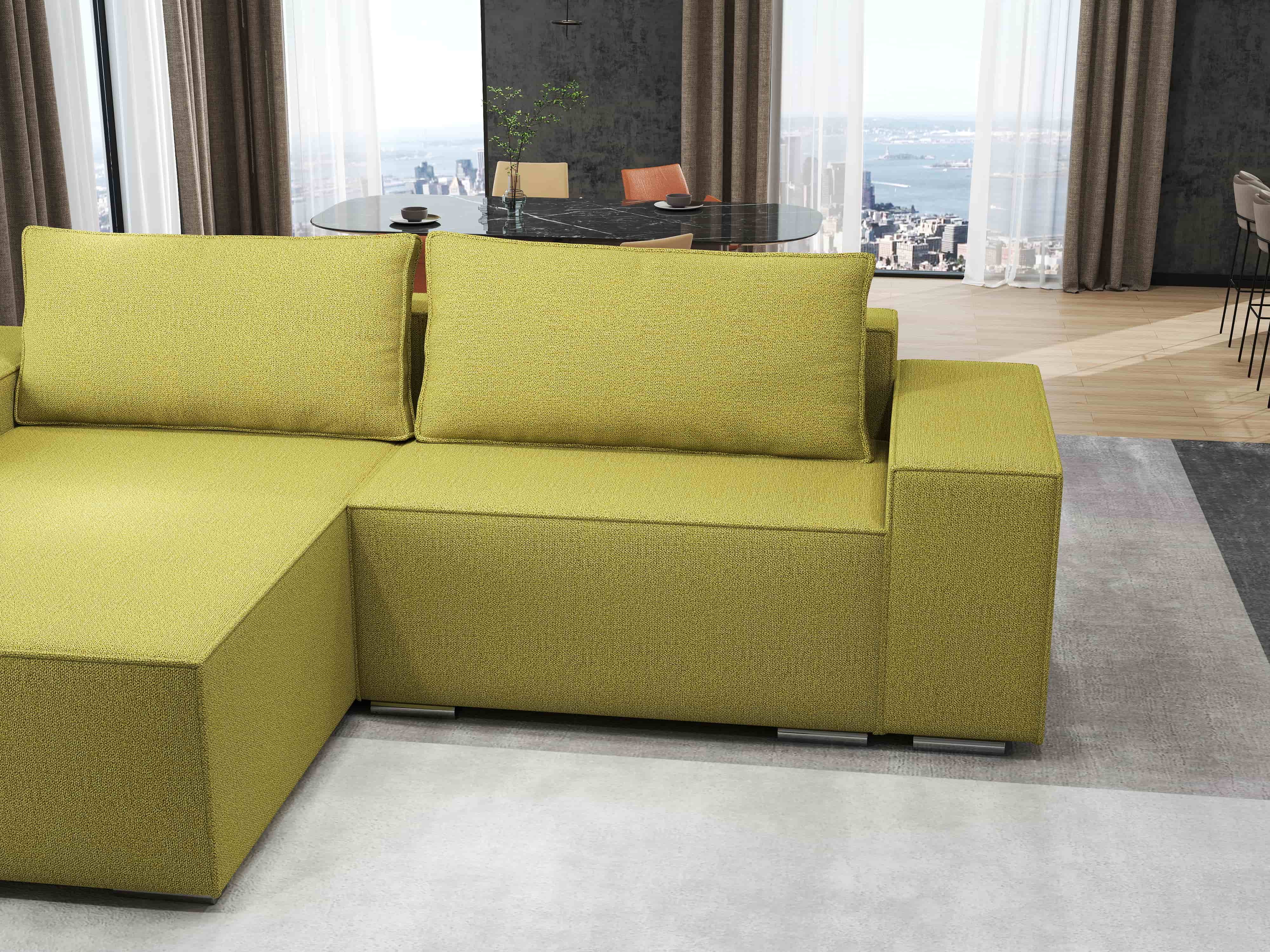 Colțar extensibil dumonde cu ladă de depozitare si sezut confortabil din spuma HR, Dream Enjoy Verde 290x185 cm Fabrica