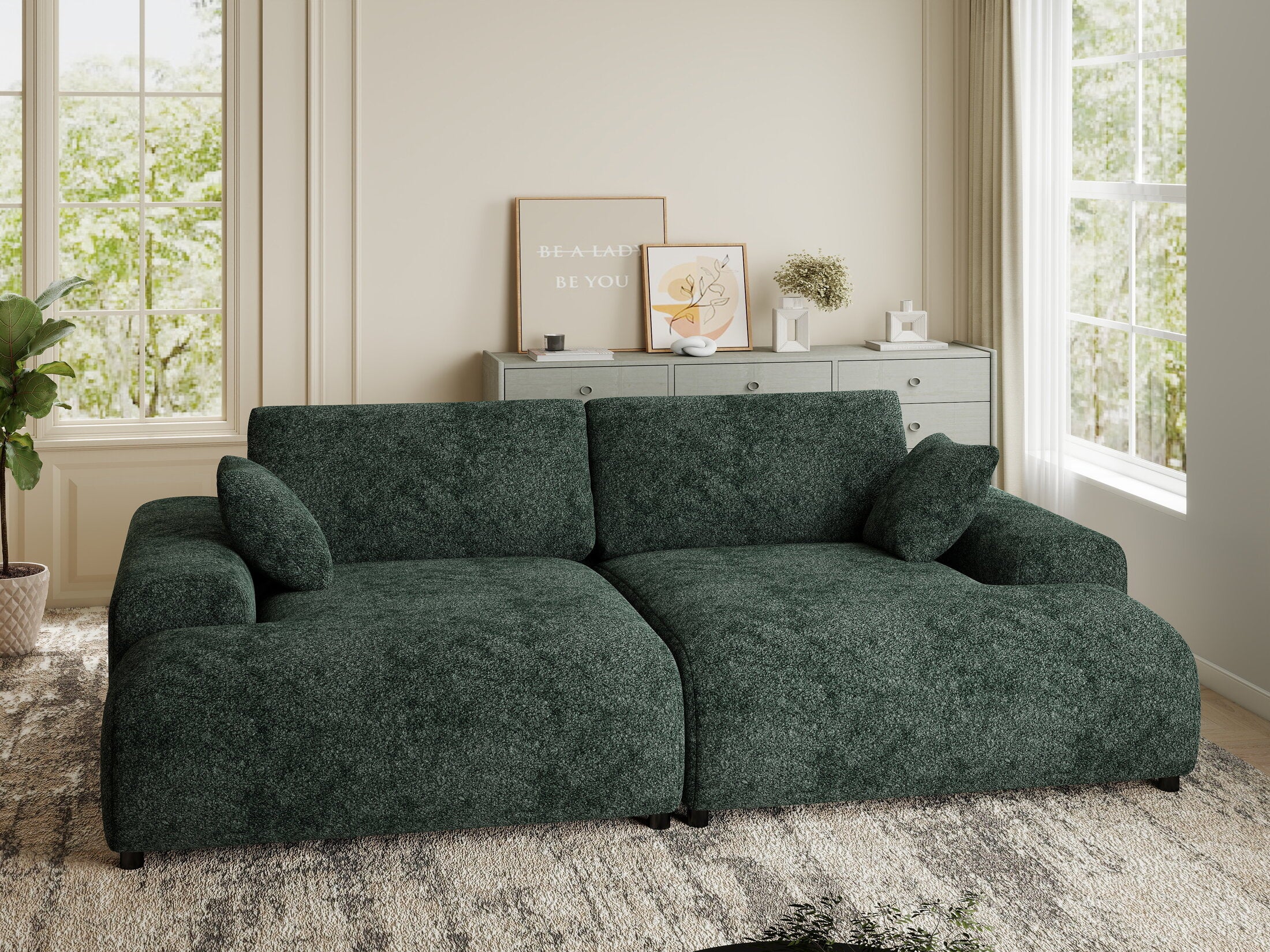 Canapea dumonde cu sezut confortabil din spuma HR, Hudson Euphoria Verde 237x144 cm