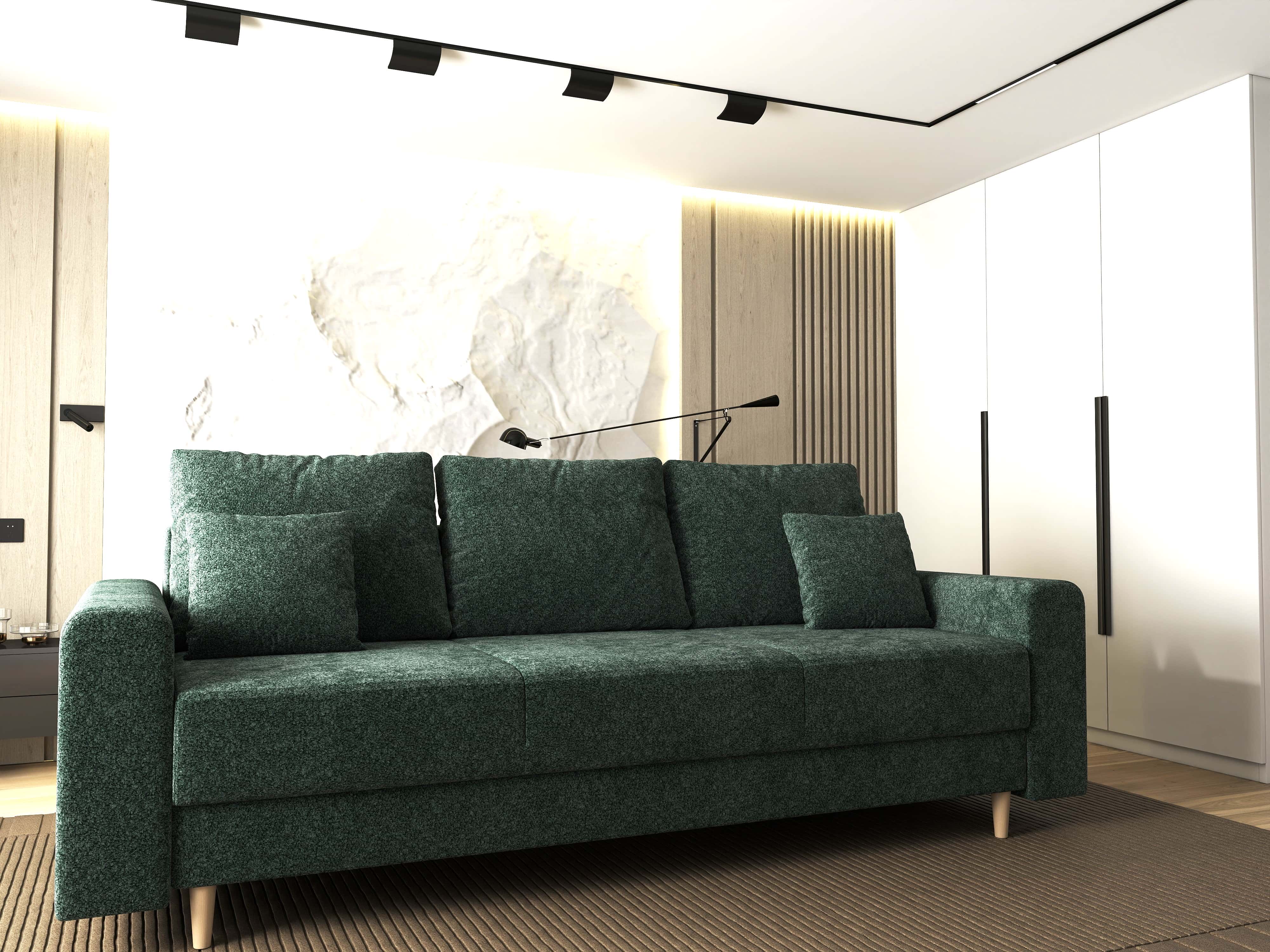 Canapea extensibilă dumonde cu ladă de depozitare si sezut confortabil din spuma HR, Kronos Euphoria Verde 210x100 cm fabrica