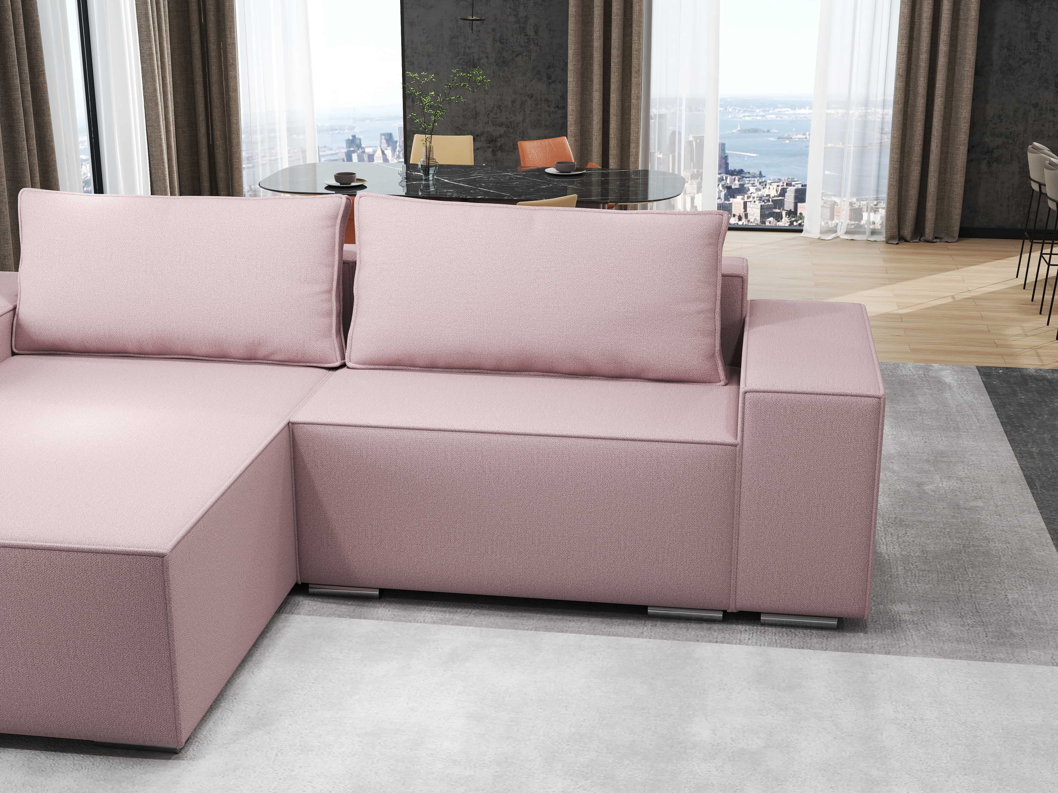 Colțar extensibil dumonde cu ladă de depozitare si sezut confortabil din spuma HR, Dream Enjoy Flamingo 290x185 cm Fabrica