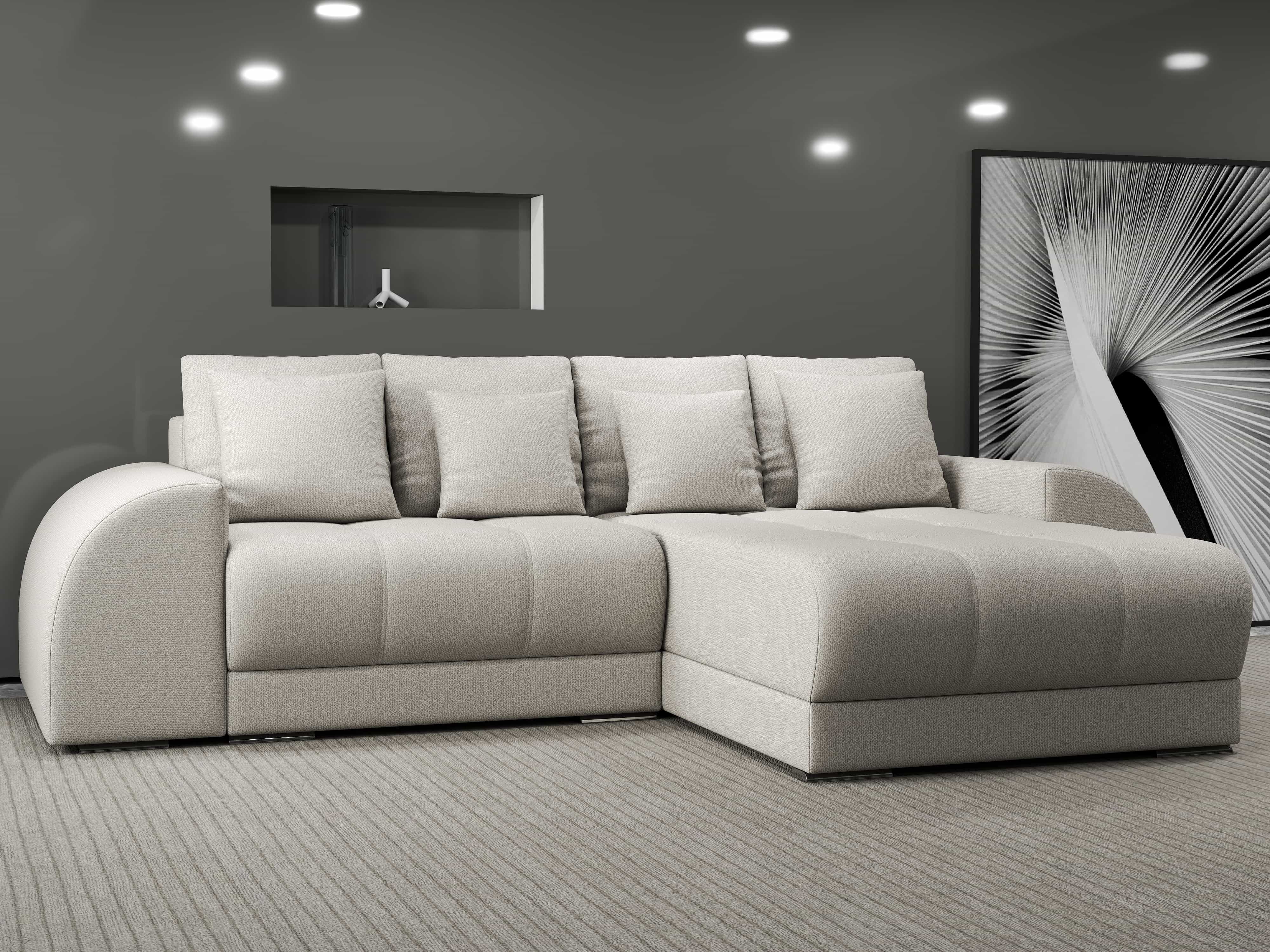 Colțar extensibil dumonde cu ladă de depozitare si sezut confortabil din spuma HR, Verona Enjoy Bej II 290x185 cm Fabrica