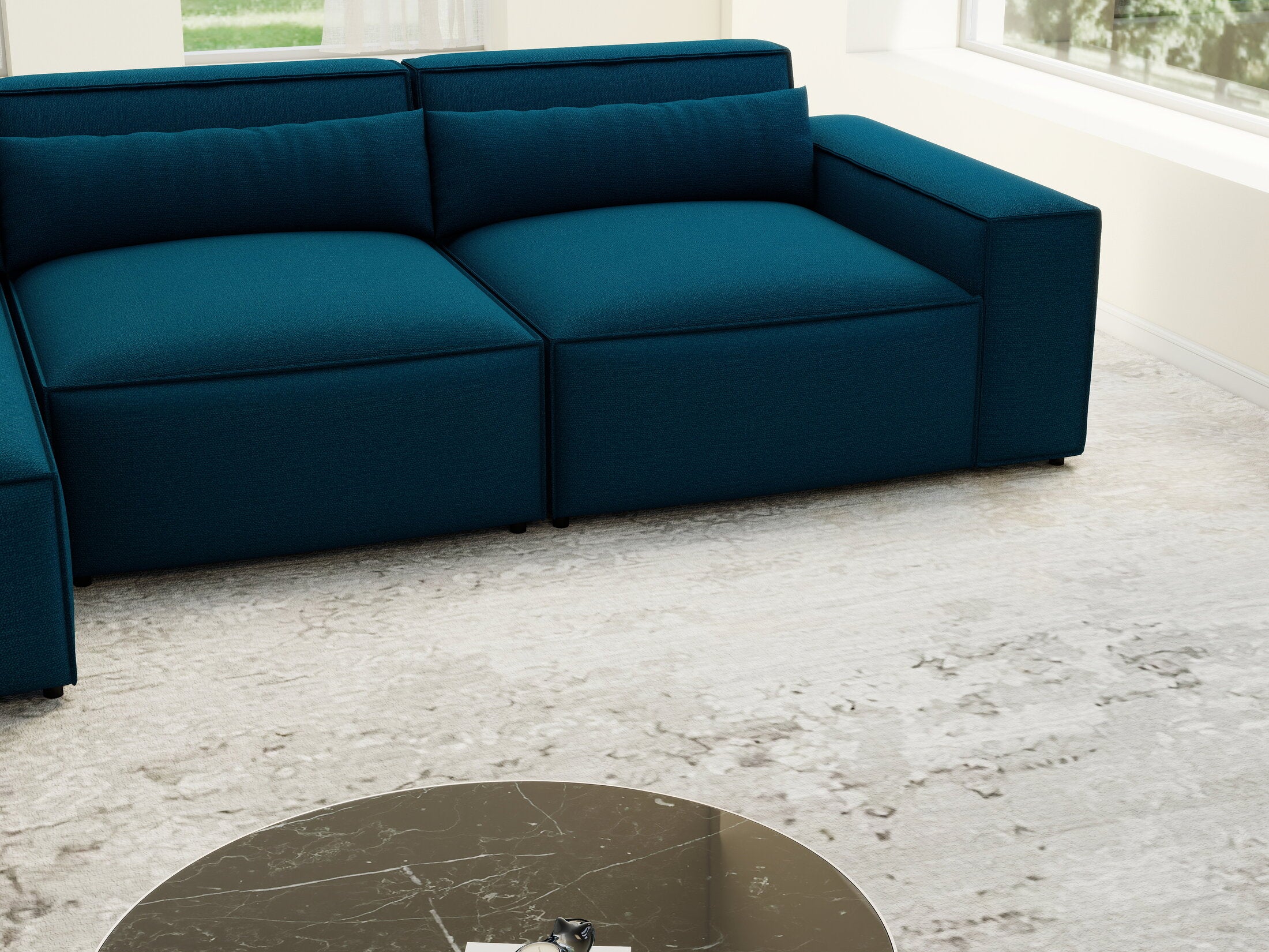 Colțar dumonde cu sezut confortabil din spuma HR, Marvelo XL Enjoy Verde Petrol 366x175 cm