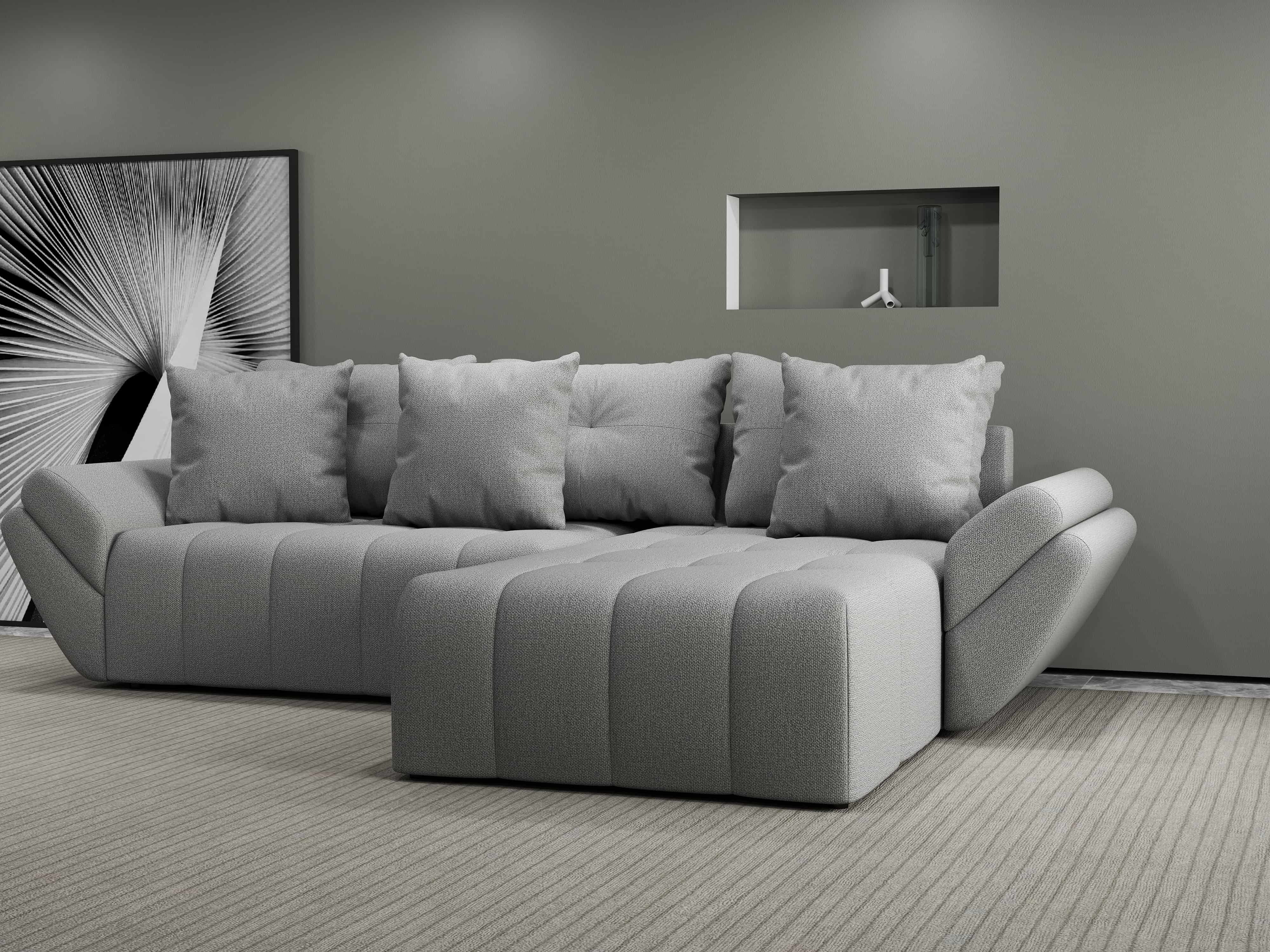 Colțar extensibil dumonde cu ladă de depozitare si sezut confortabil din spuma HR, Berlin Enjoy Gri 280x185 cm II Fabrica