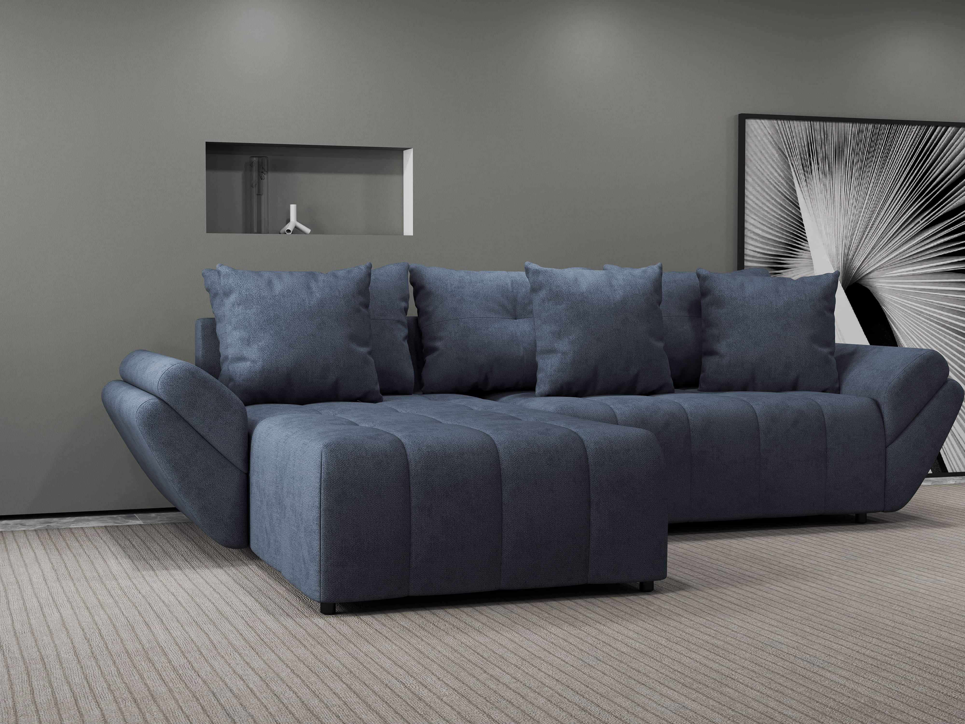 Colțar extensibil dumonde cu ladă de depozitare si sezut confortabil din spuma HR, Berlin Grey 280x185 cm Fabrica