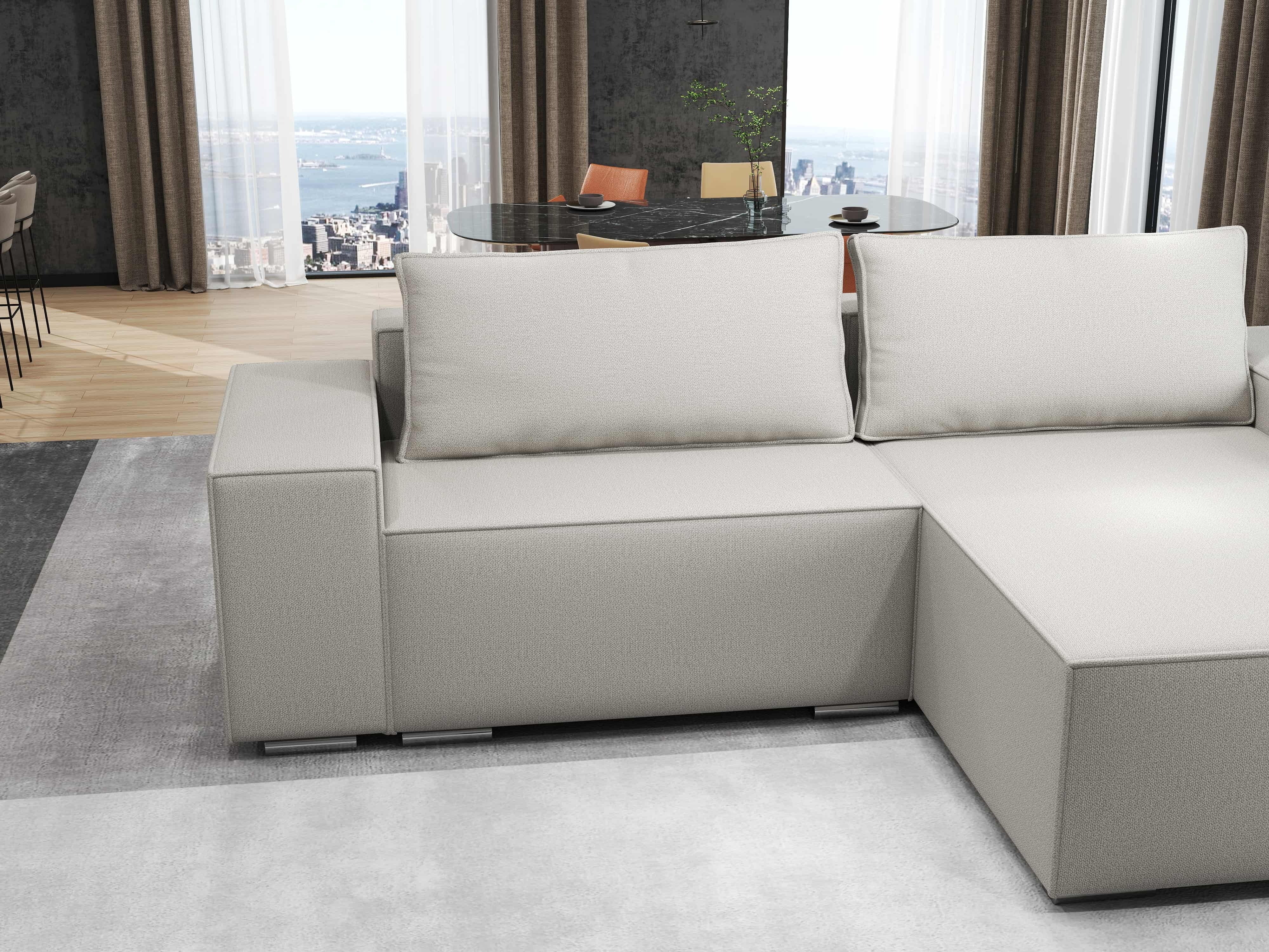 Colțar extensibil dumonde cu ladă de depozitare si sezut confortabil din spuma HR, Dream Enjoy Bej 290x185 cm II Fabrica