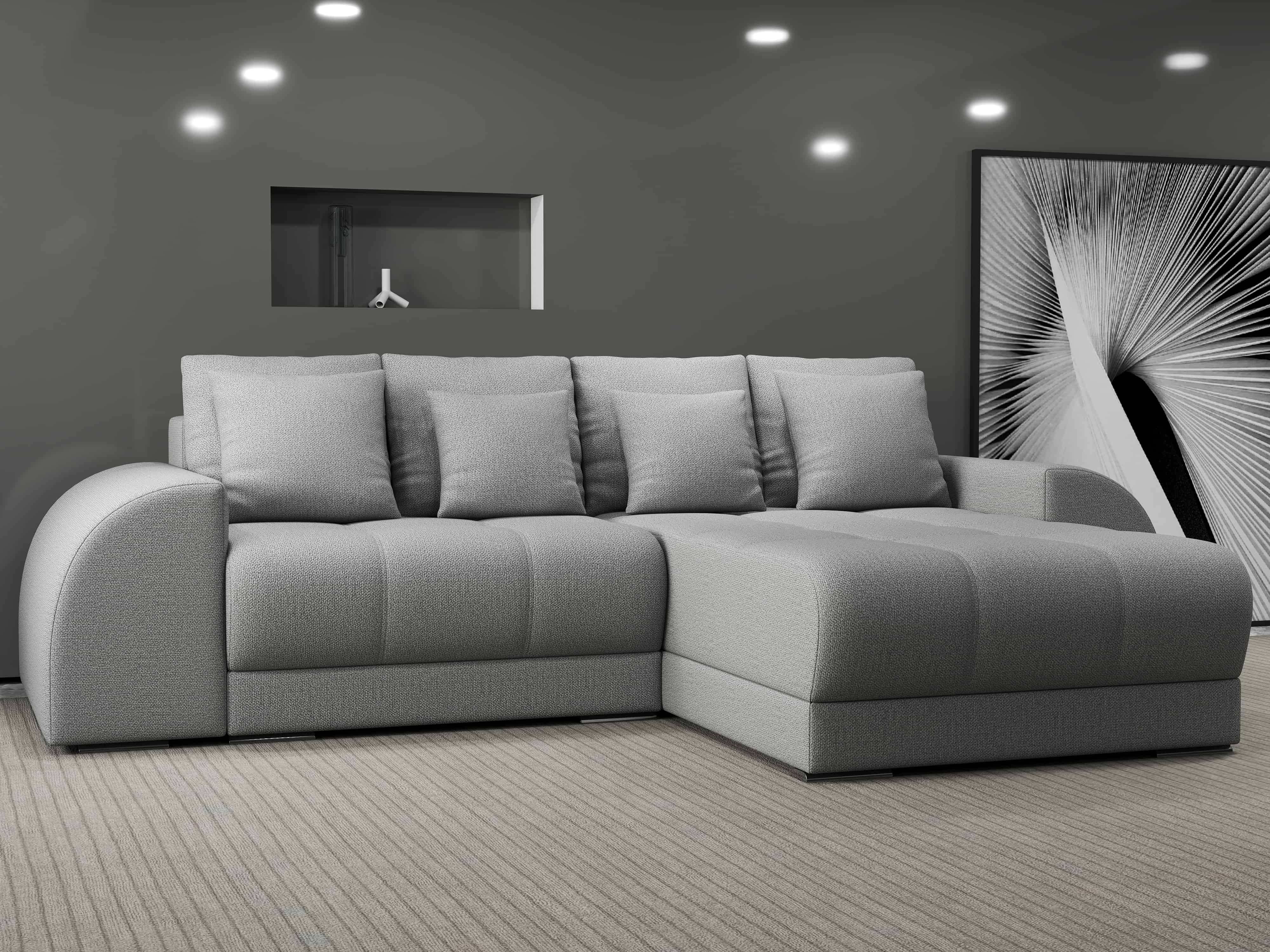 Colțar extensibil dumonde cu ladă de depozitare si sezut confortabil din spuma HR, Verona Enjoy Gri II 290x185 cm Fabrica