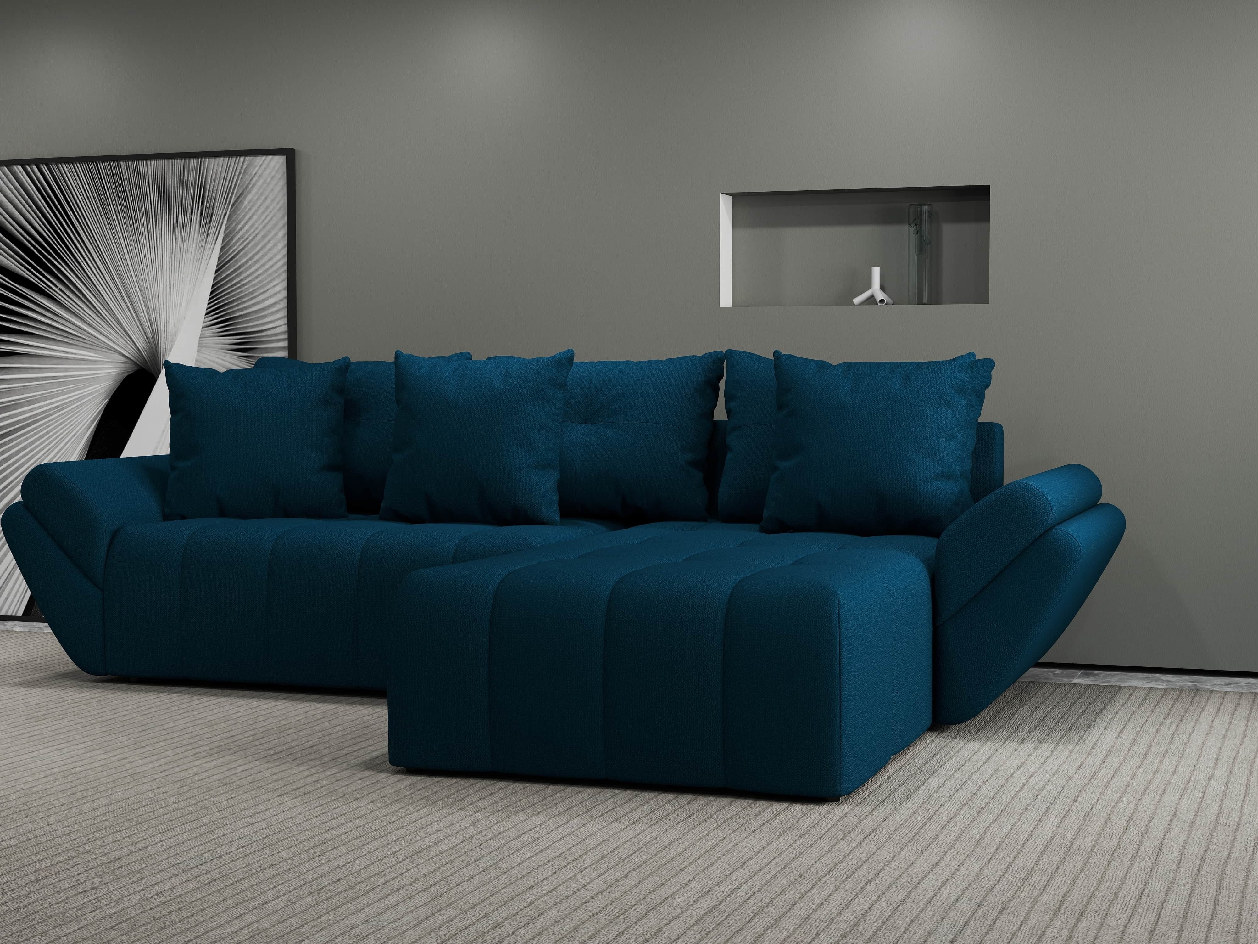 Colțar extensibil dumonde cu ladă de depozitare si sezut confortabil din spuma HR, Berlin Enjoy Petrol 280x185 cm II Fabrica