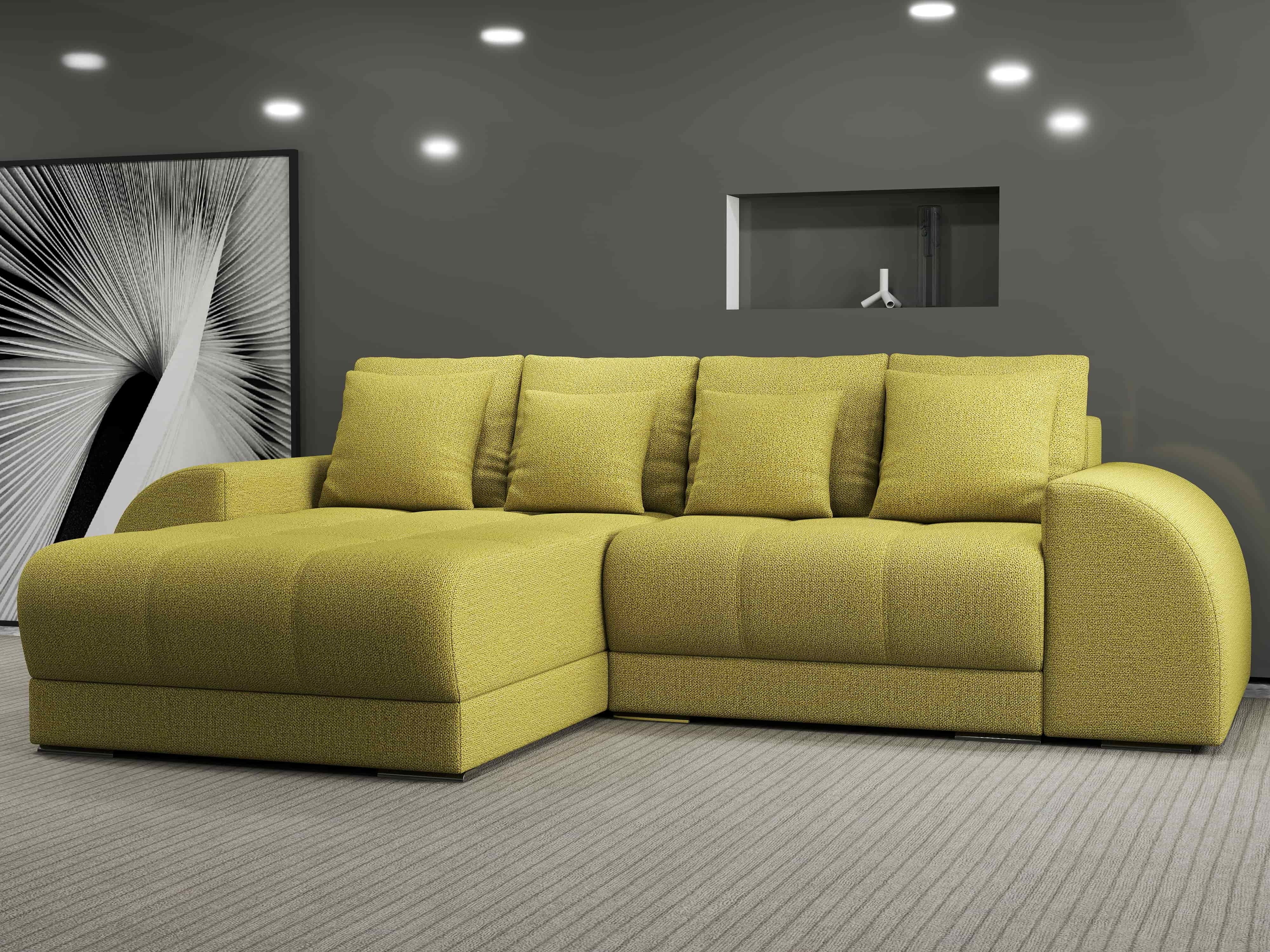 Colțar extensibil dumonde cu ladă de depozitare si sezut confortabil din spuma HR, Verona Enjoy Verde 290x185 cm Fabrica