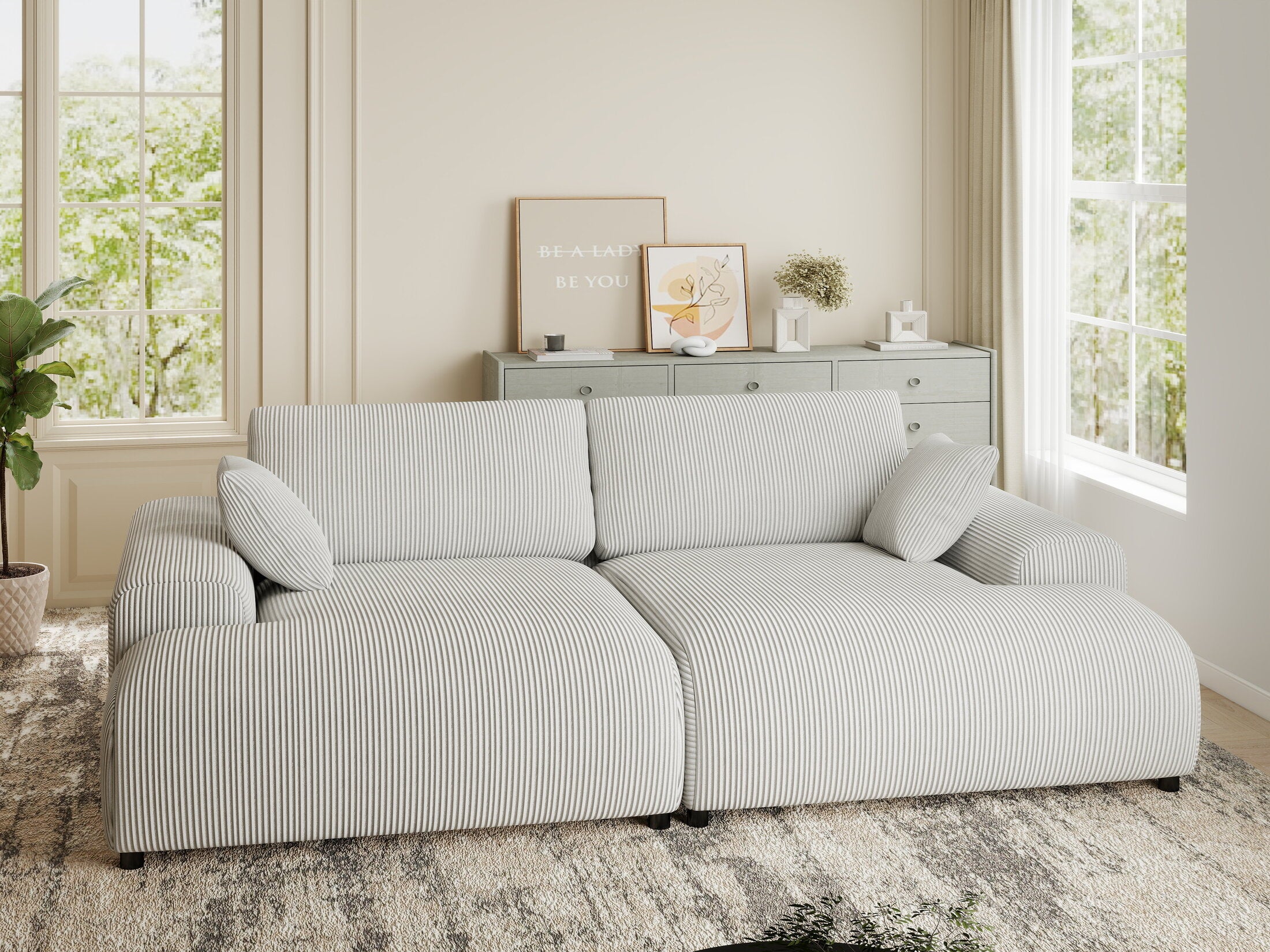 Canapea dumonde cu sezut confortabil din spuma HR, Hudson Zoom Gri 237x144 cm