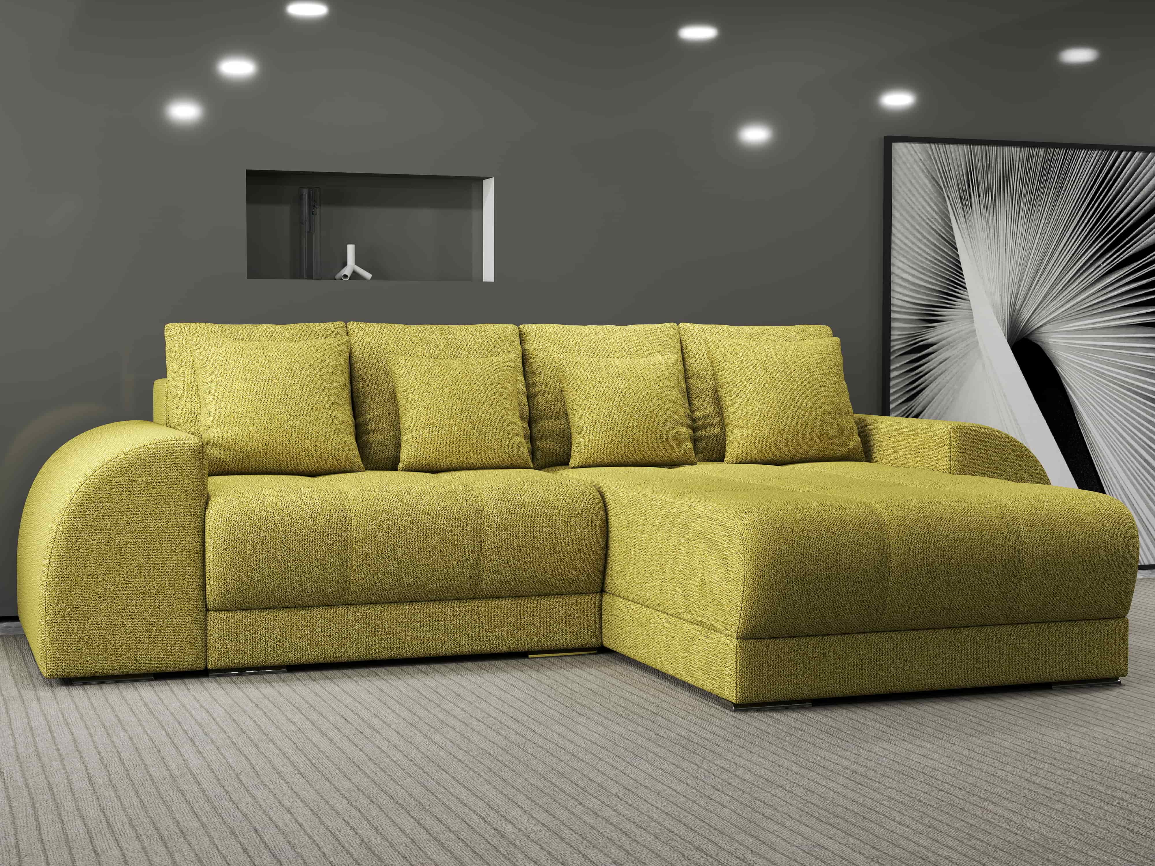 Colțar extensibil dumonde cu ladă de depozitare si sezut confortabil din spuma HR, Verona Enjoy Verde II 290x185 cm Fabrica