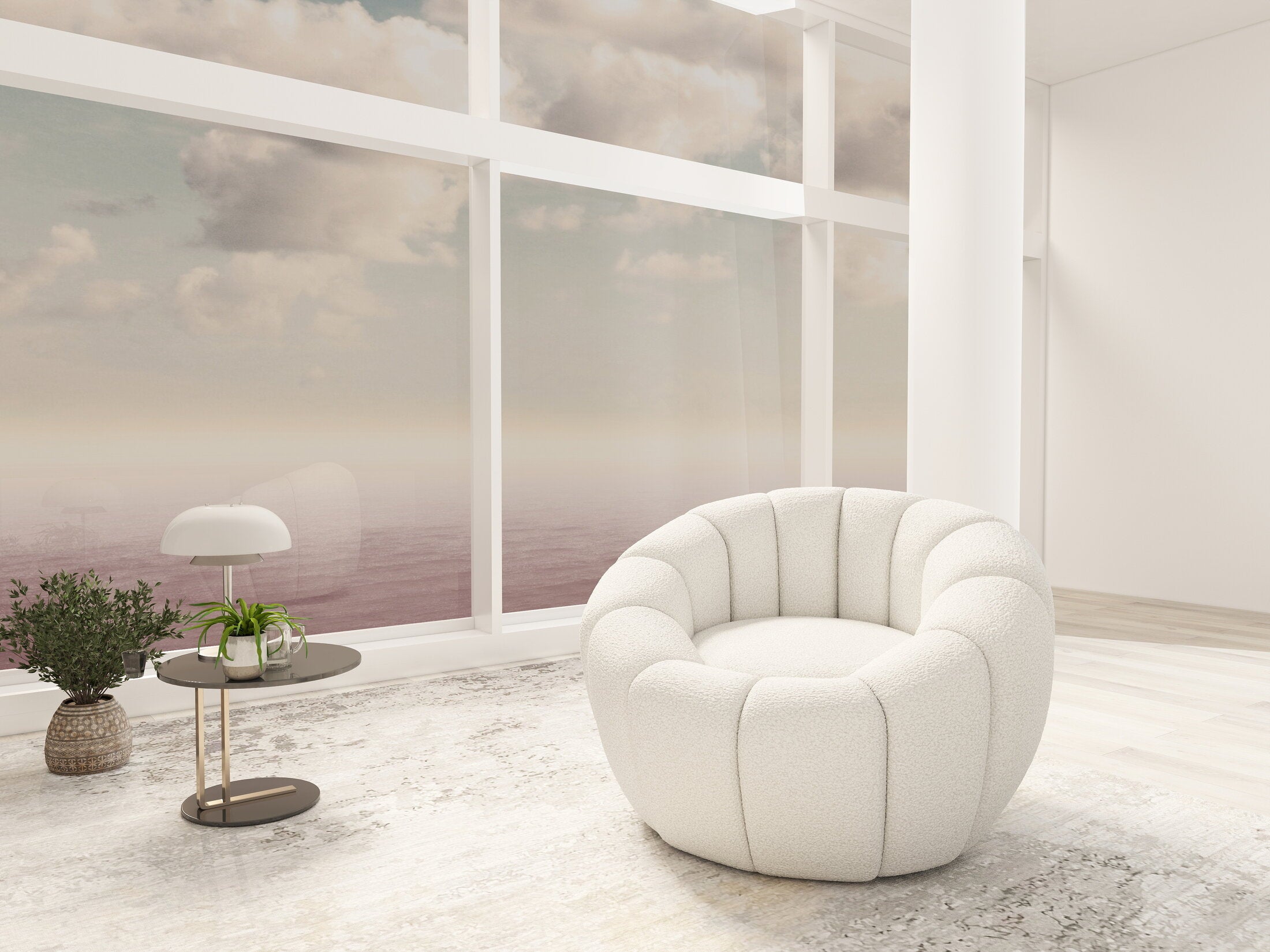 Fotoliu dumonde tapitat Bej modern Ravello 89x92cm