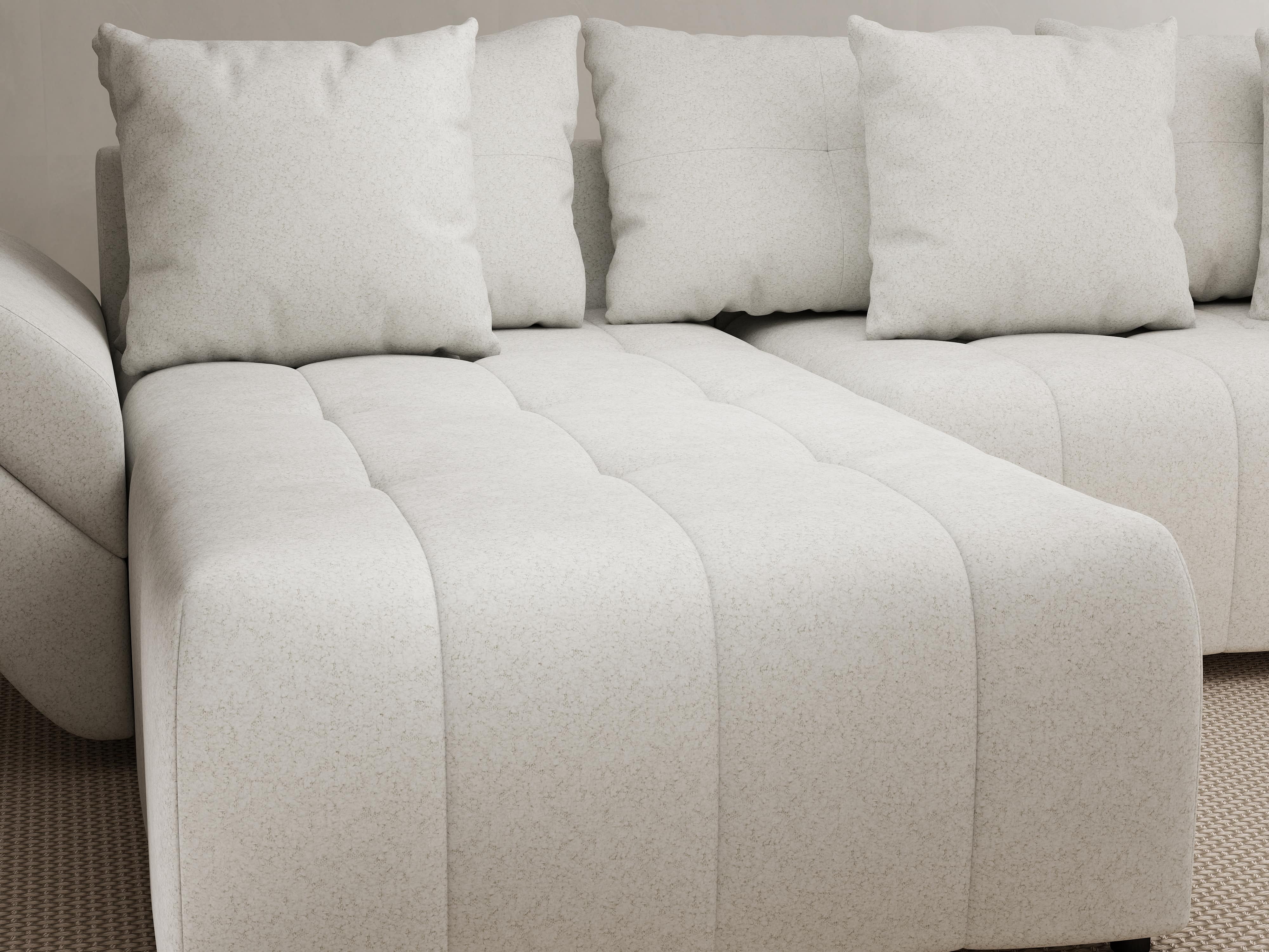 Colțar extensibil dumonde cu ladă de depozitare si sezut confortabil din spuma HR, Berlin Euphoria Ivory 280x185 cm Fabrica