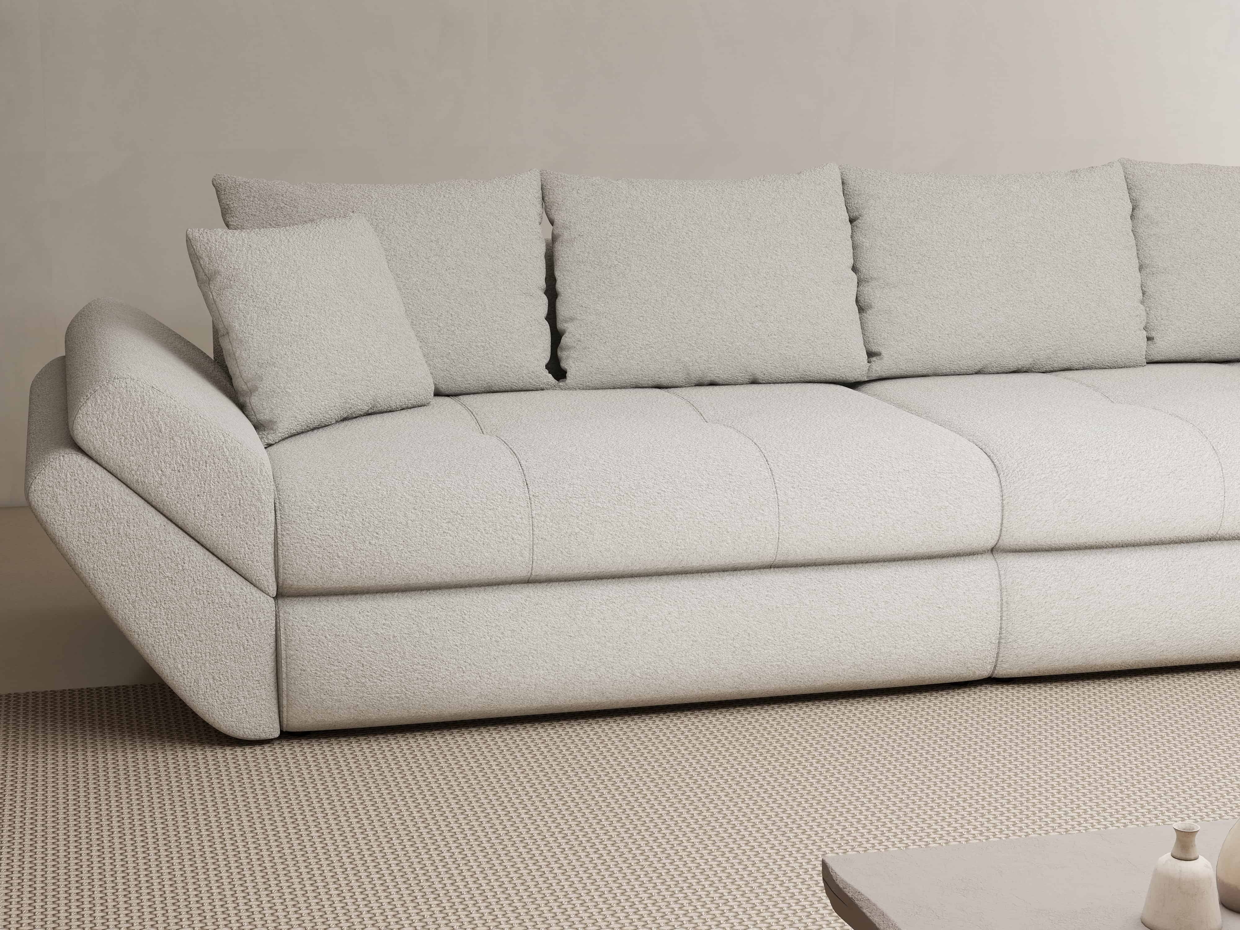 Canapea extensibilă dumonde cu ladă de depozitare si sezut confortabil din spuma HR, Loana Euphoria Ivory 300x100 cm Fabrica