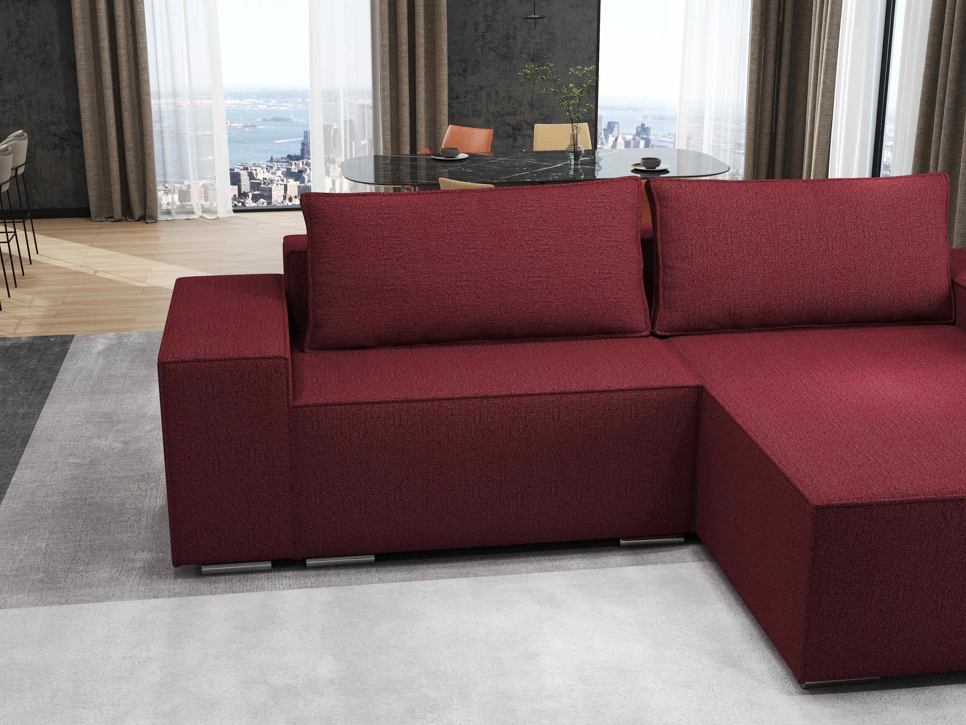 Colțar extensibil dumonde cu ladă de depozitare si sezut confortabil din spuma HR, Dream Enjoy Rosu 290x185 cm II Fabrica