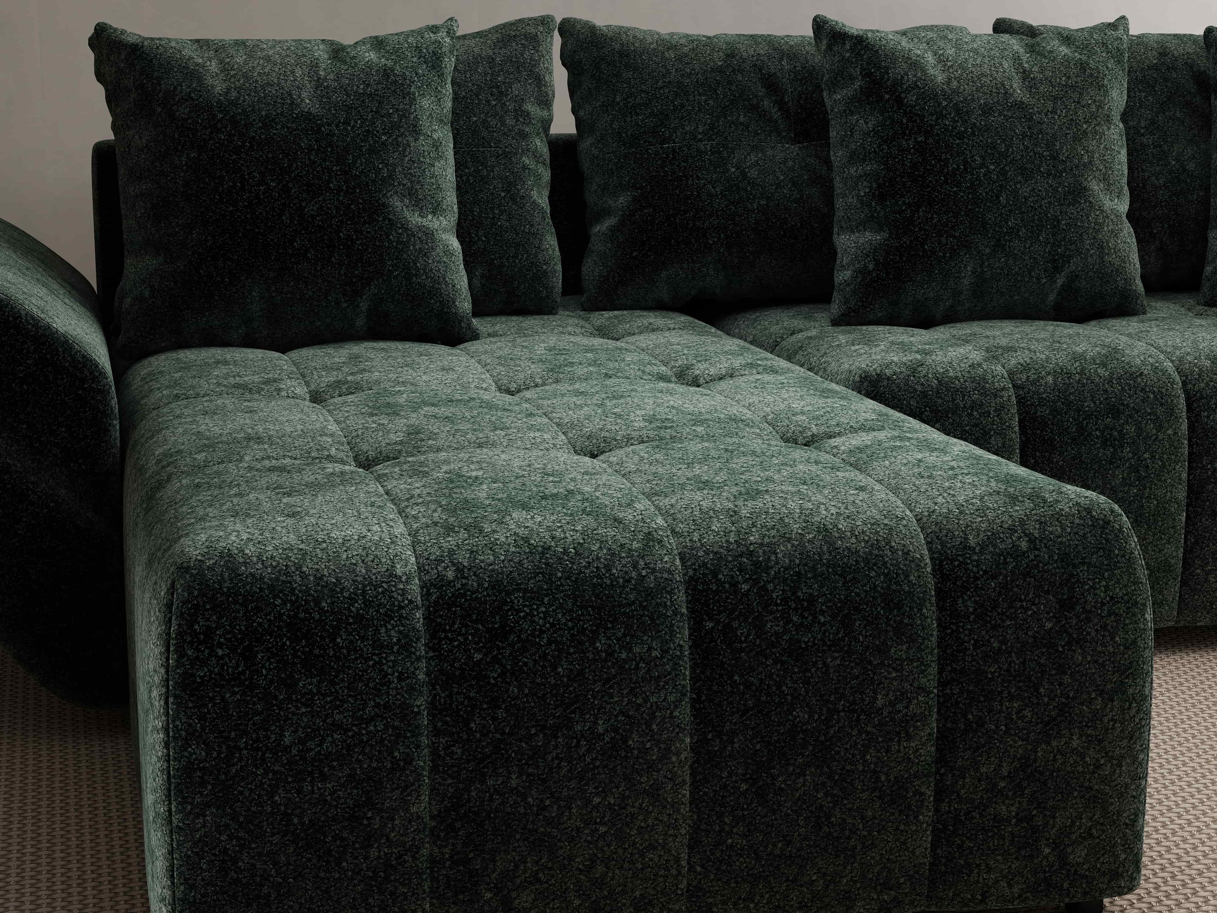 Colțar extensibil dumonde cu ladă de depozitare si sezut confortabil din spuma HR, Berlin Euphoria Verde 280x185 cm Fabrica