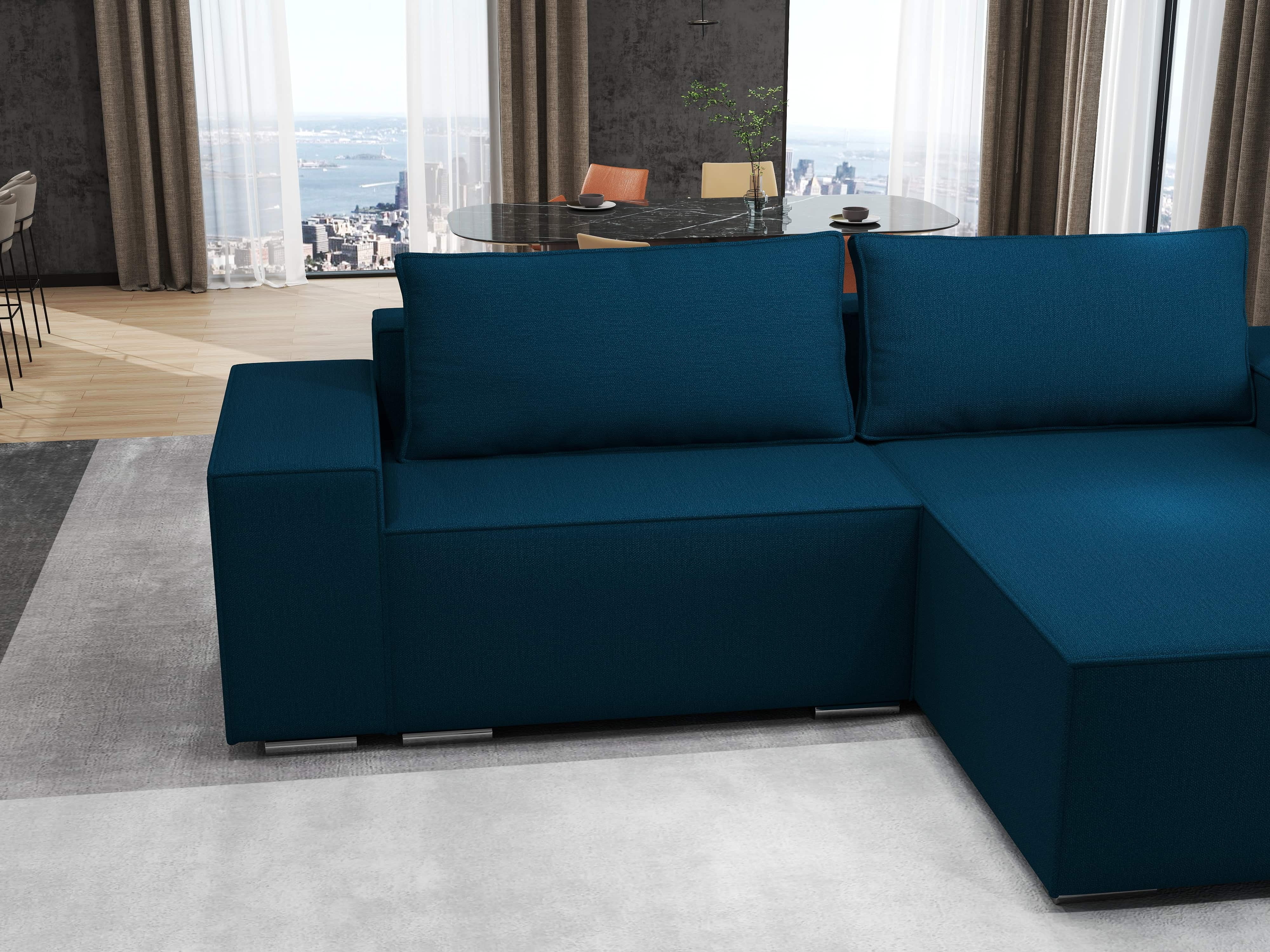 Colțar extensibil dumonde cu ladă de depozitare si sezut confortabil din spuma HR, Dream Enjoy Petrol 290x185 cm II Fabrica