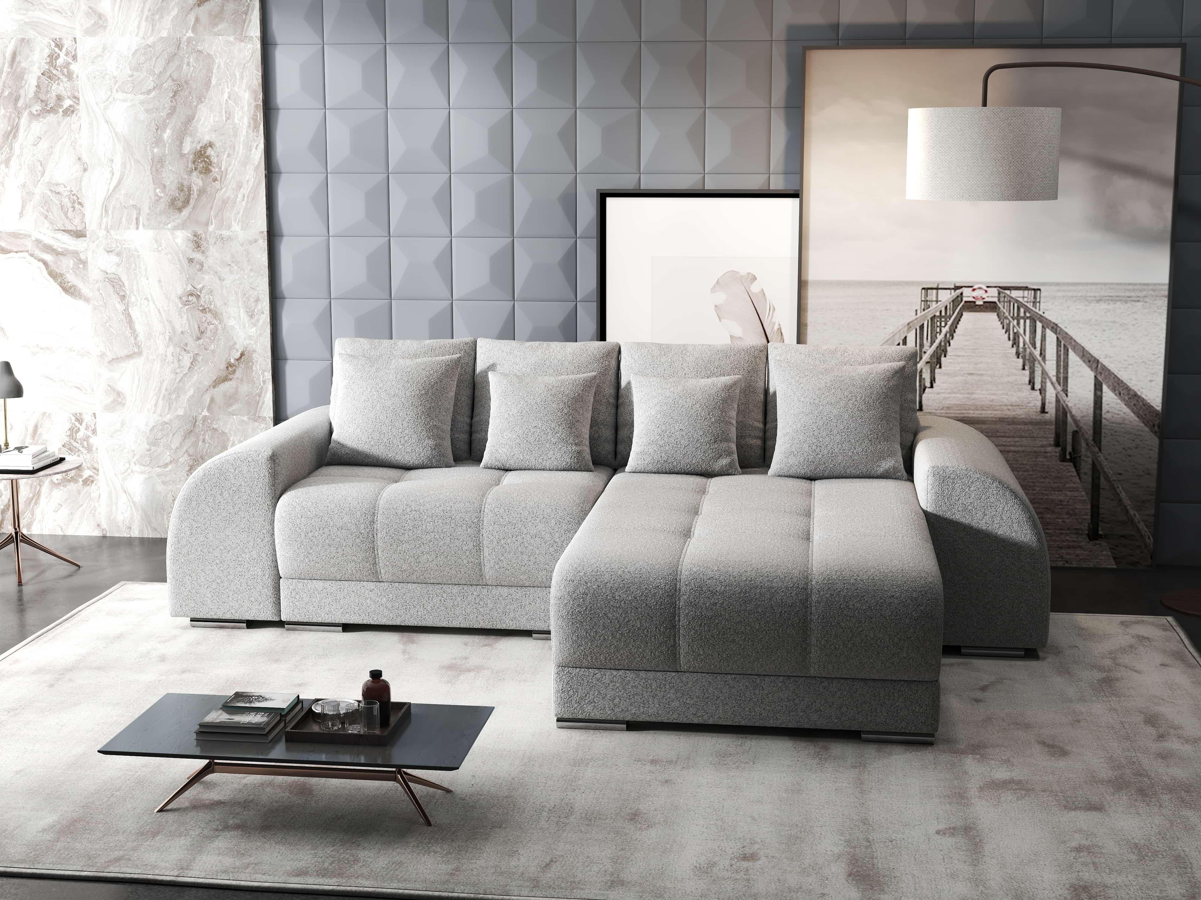 Colțar extensibil dumonde cu ladă de depozitare si sezut confortabil din spuma HR, Verona Euphoria Dove II 290x185 cm Fabrica