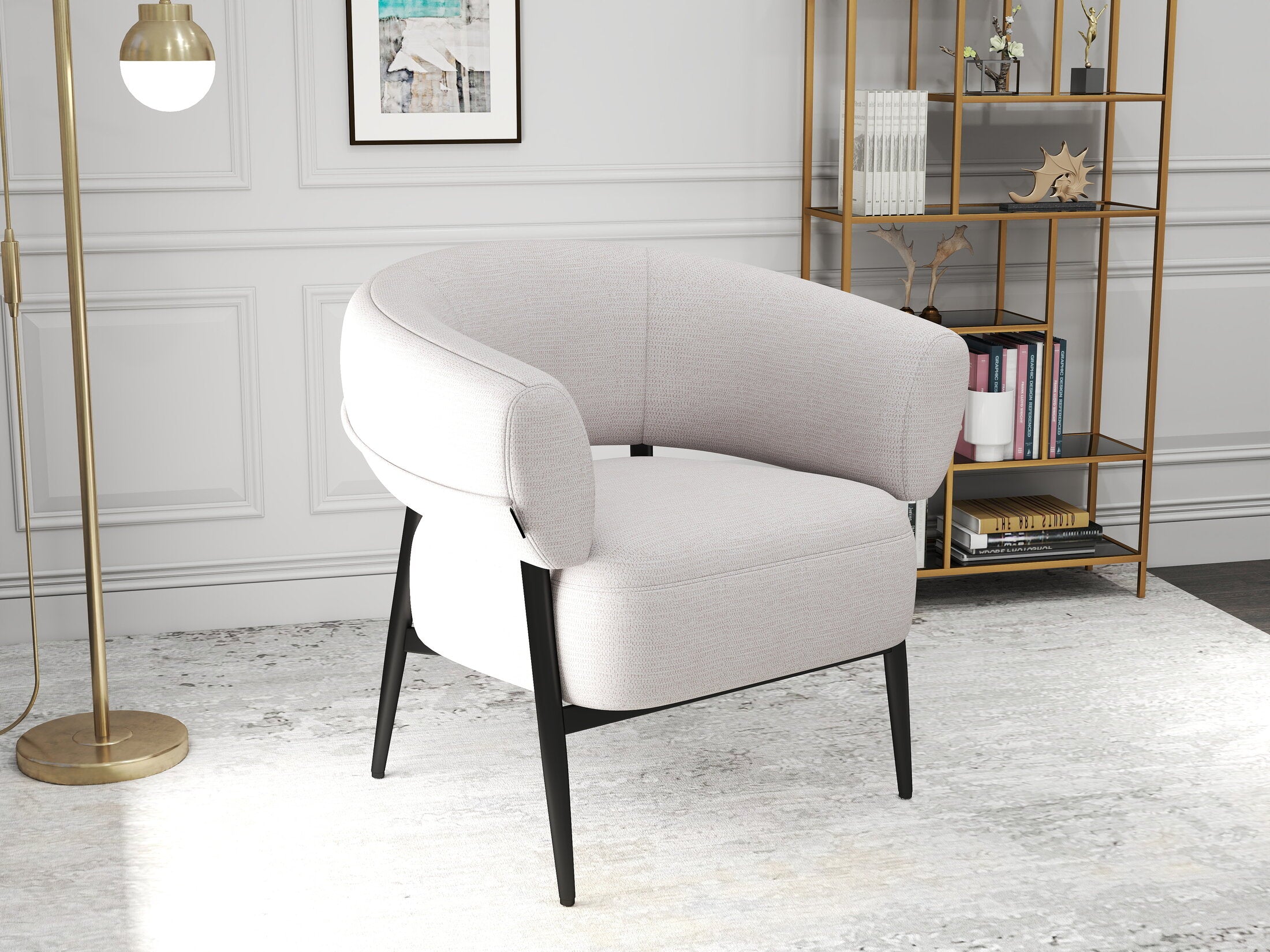 Fotoliu dumonde tapitat Alb modern Elysia 71x81cm