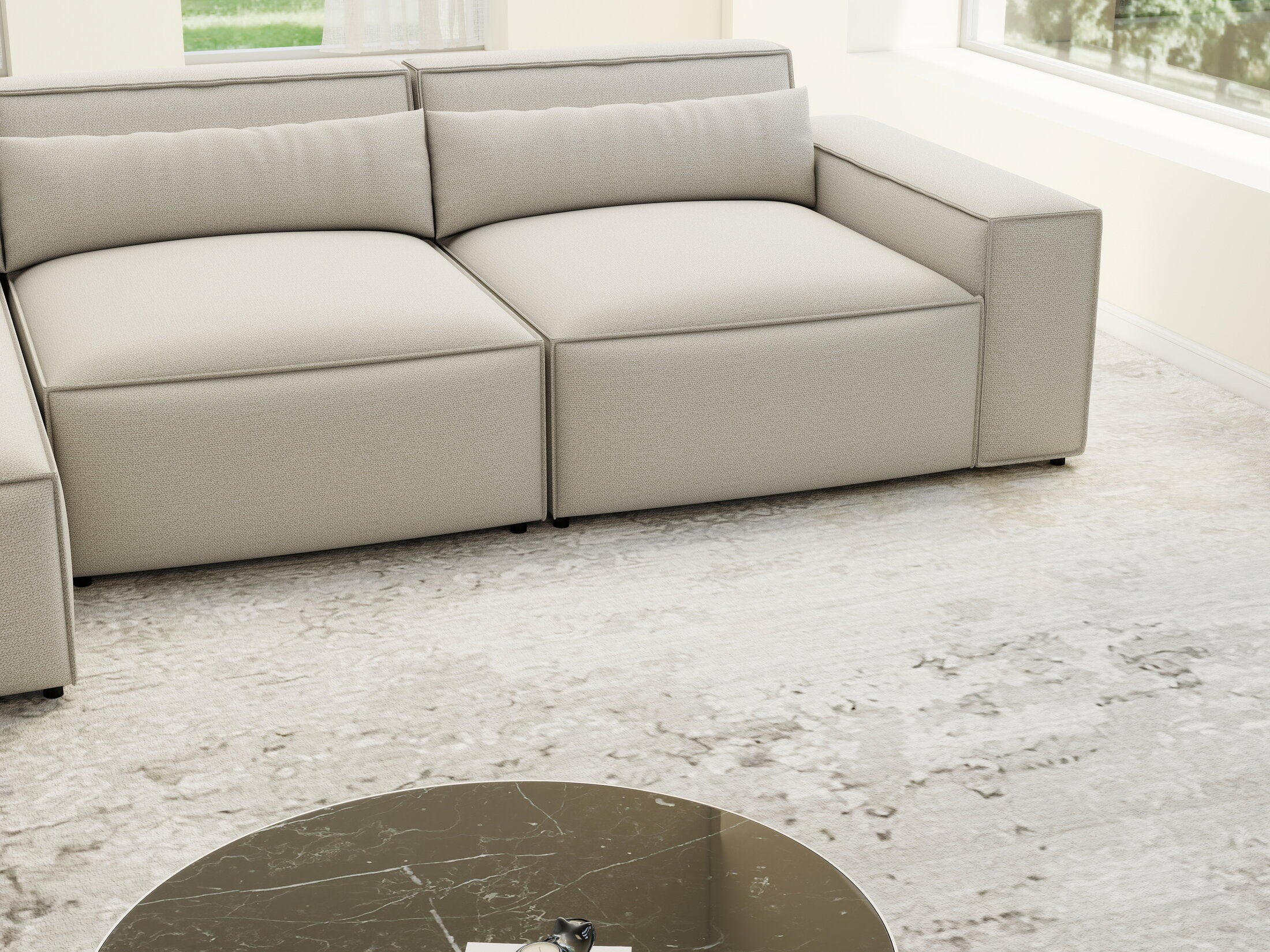 Colțar dumonde cu sezut confortabil din spuma HR, Marvelo XL Enjoy Bej 366x175 cm