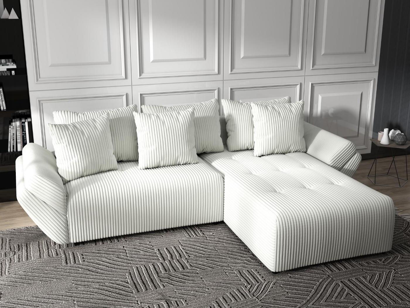 Colțar extensibil dumonde cu ladă de depozitare si sezut confortabil din spuma HR, Berlin Ambience Alb 280x185 cm II Fabrica