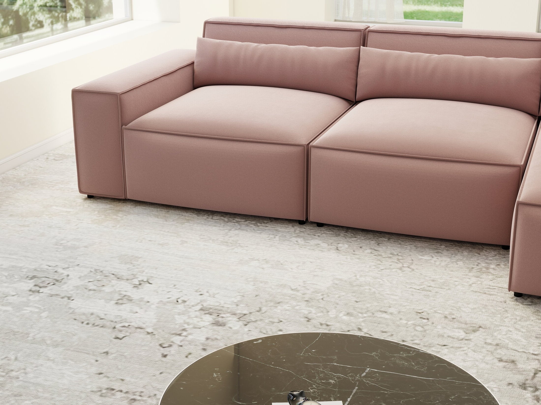 Colțar dumonde cu sezut confortabil din spuma HR, Marvelo XL Royal Roz 366x175 cm II