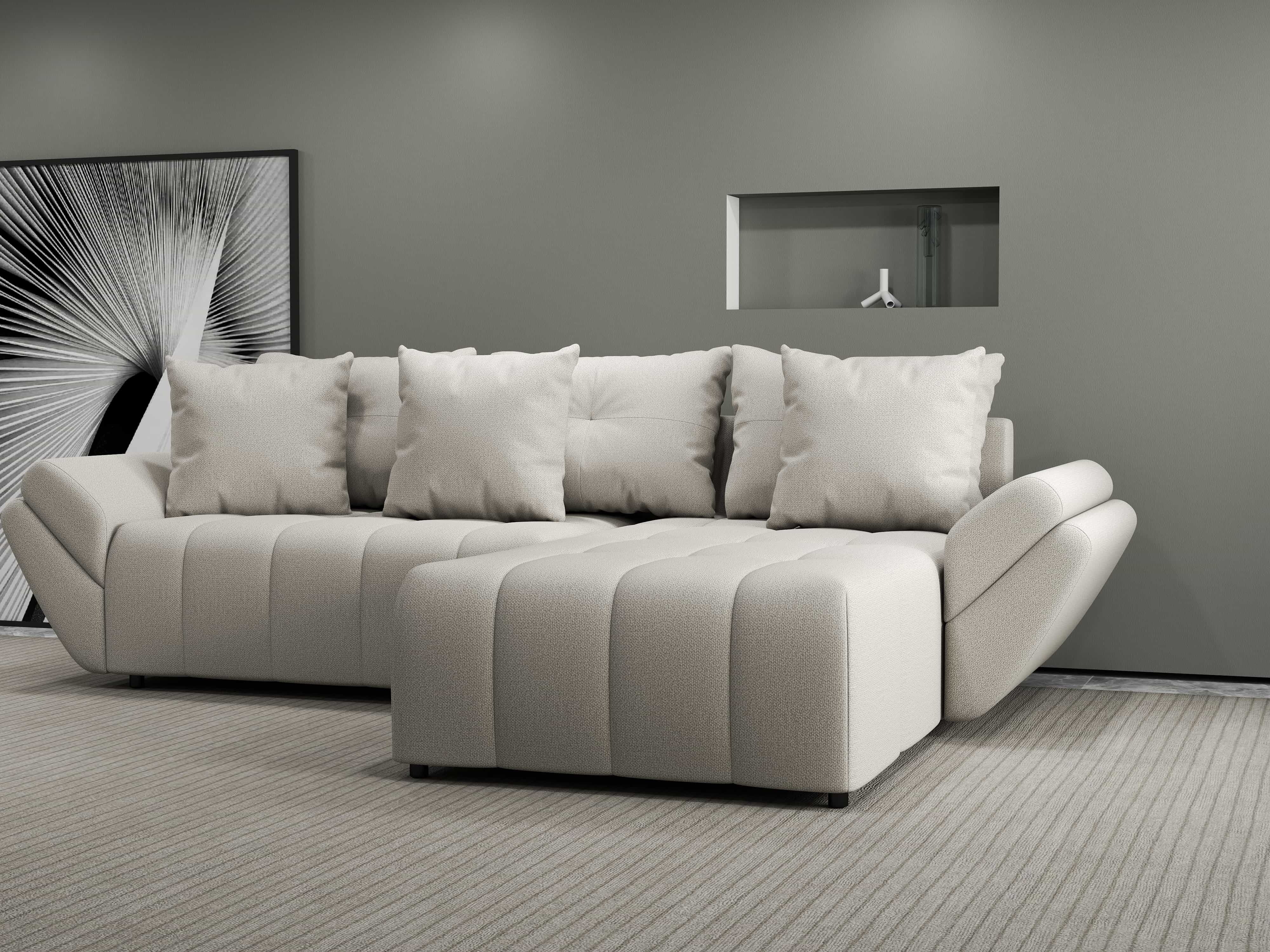 Colțar extensibil dumonde cu ladă de depozitare si sezut confortabil din spuma HR, Berlin Enjoy Bej 280x185 cm II Fabrica