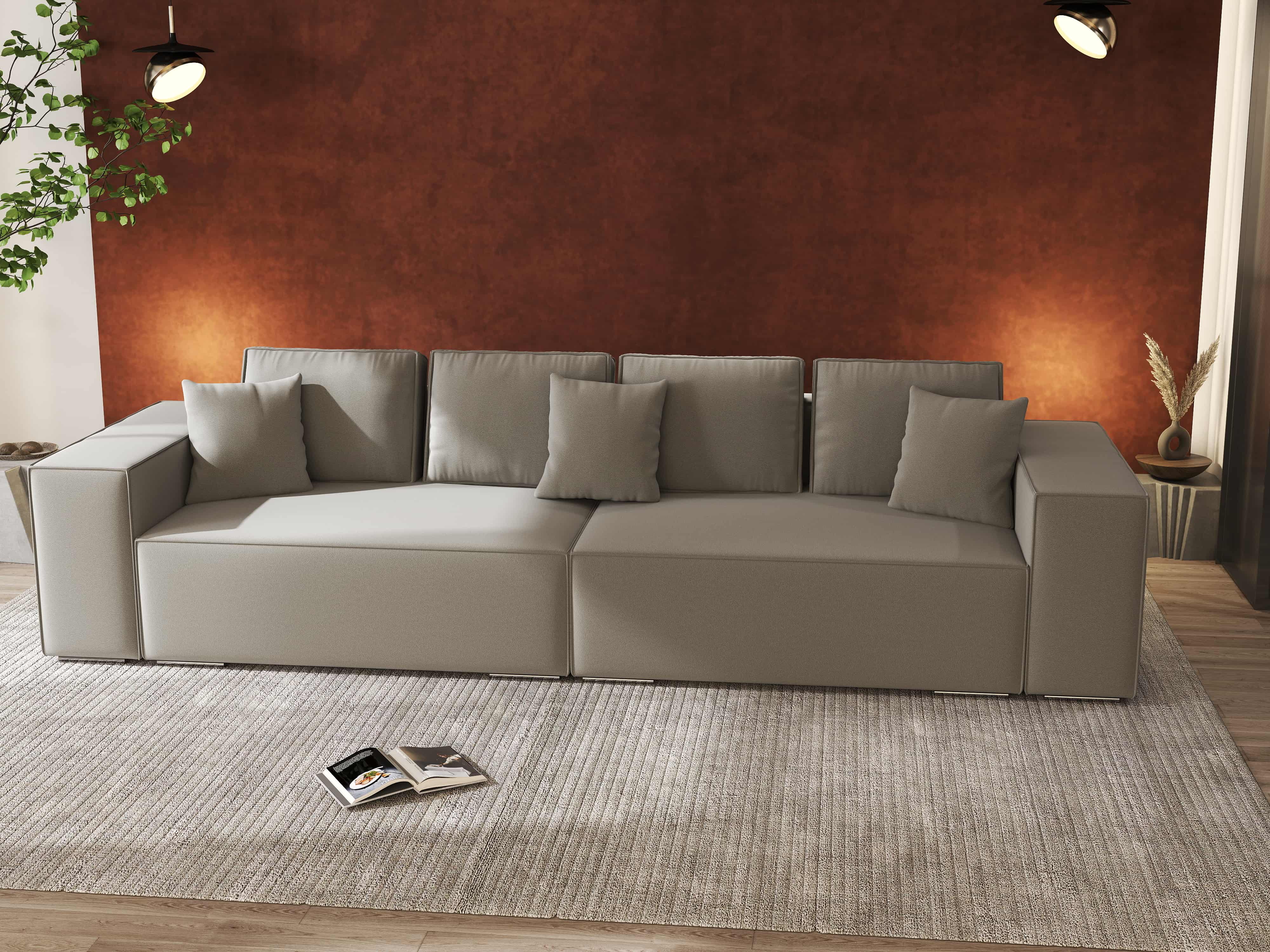 Canapea extensibilă dumonde cu ladă de depozitare si sezut confortabil din spuma HR, Dream Royal Gri 310x100 cm Fabrica