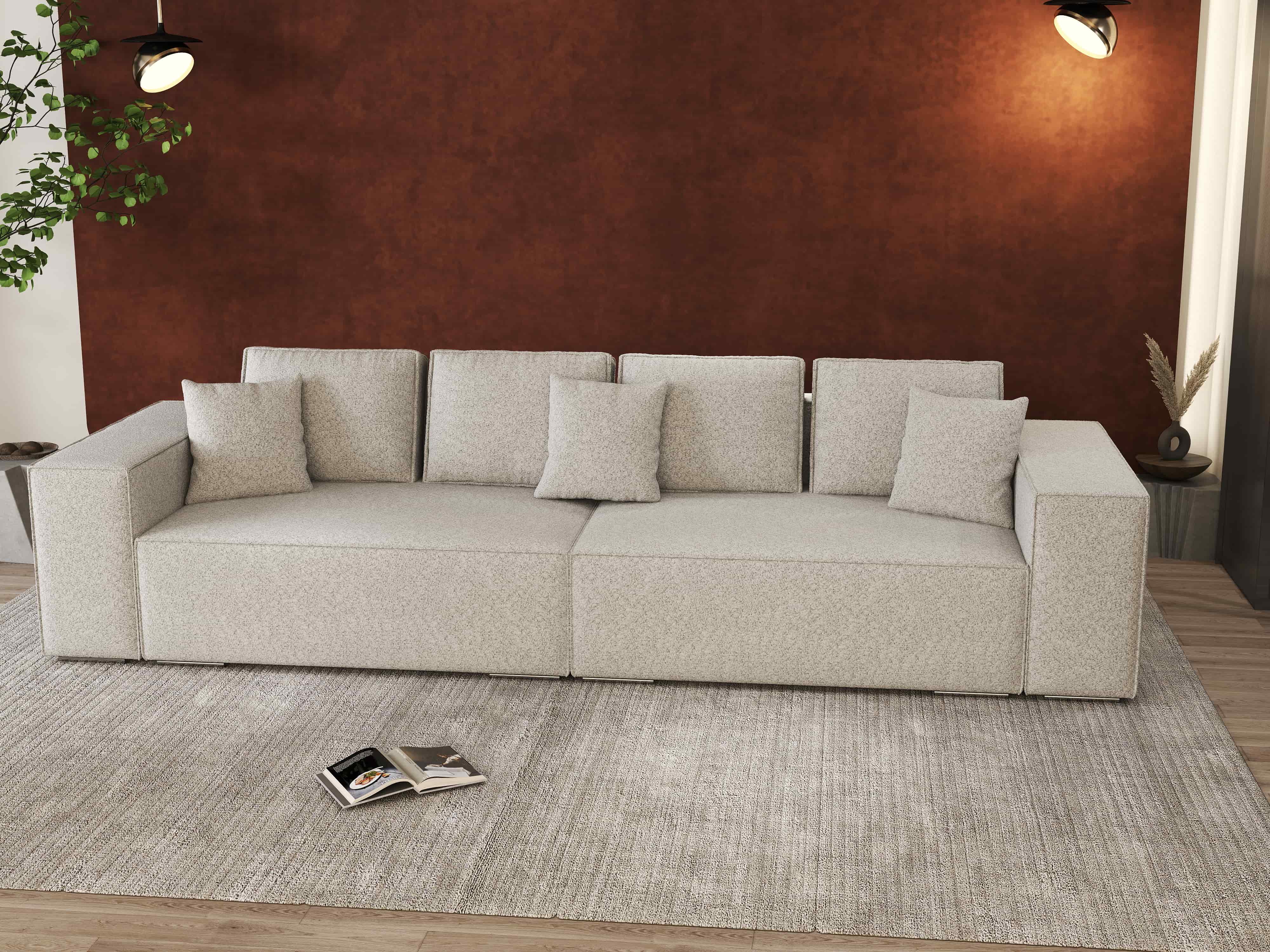 Canapea extensibilă dumonde cu ladă de depozitare si sezut confortabil din spuma HR, Dream Euphoria Dove 310x100 cm Fabrica