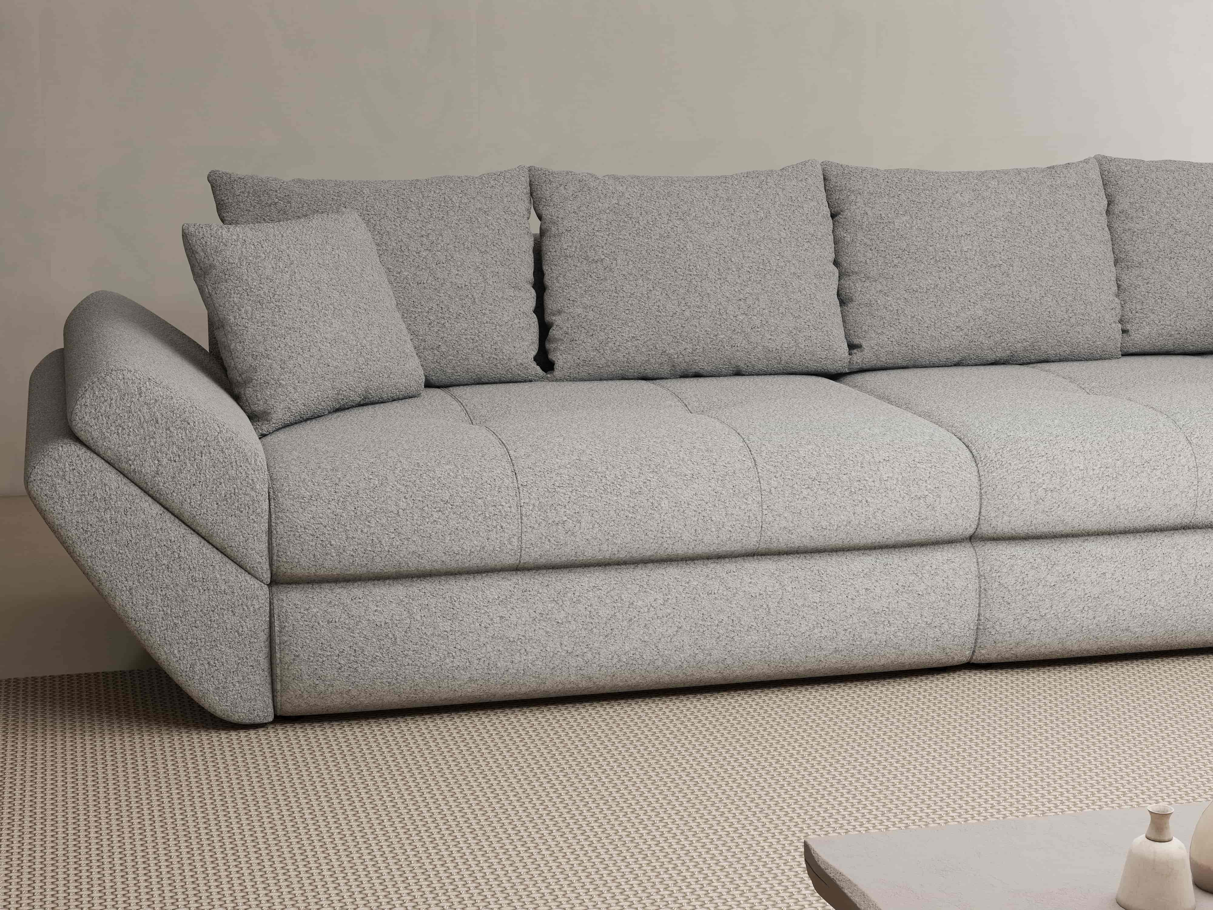 Canapea extensibilă dumonde cu ladă de depozitare si sezut confortabil din spuma HR, Loana Euphoria Dove 300x100 cm Fabrica