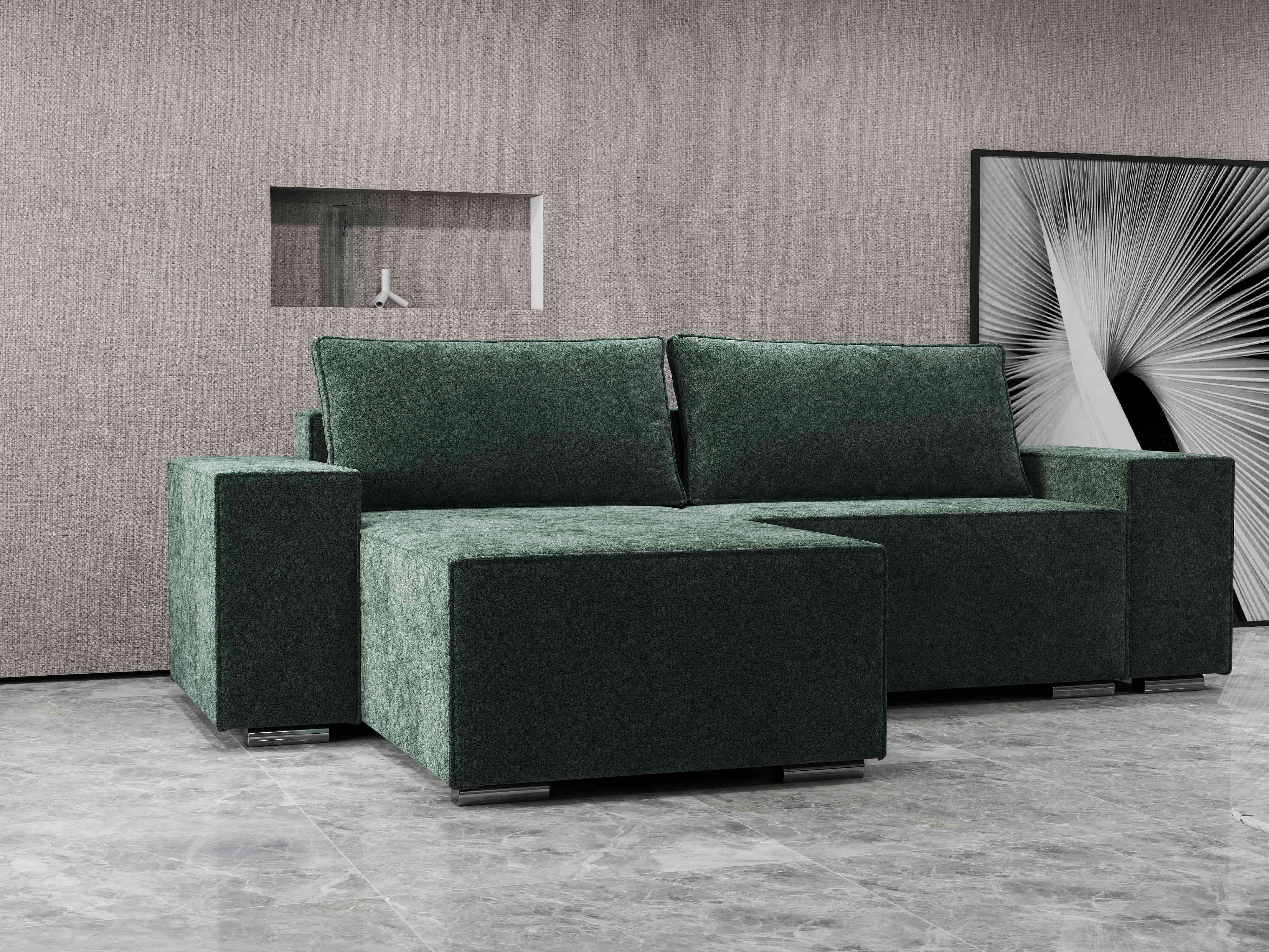 Colțar extensibil dumonde cu ladă de depozitare si sezut confortabil din spuma HR, Dream Euphoria Verde 290x185 cm Fabrica