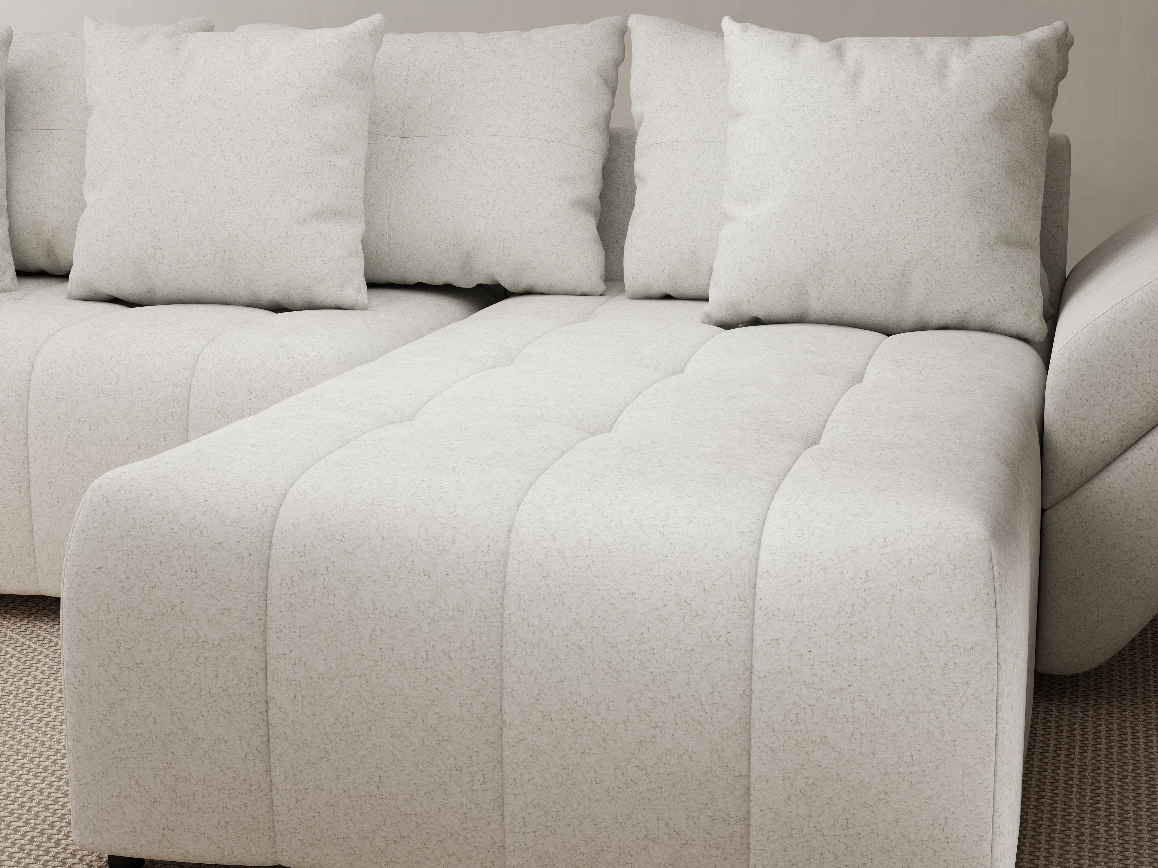 Colțar extensibil dumonde cu ladă de depozitare si sezut confortabil din spuma HR, Berlin Euphoria Ivory 280x185 cm II Fabrica