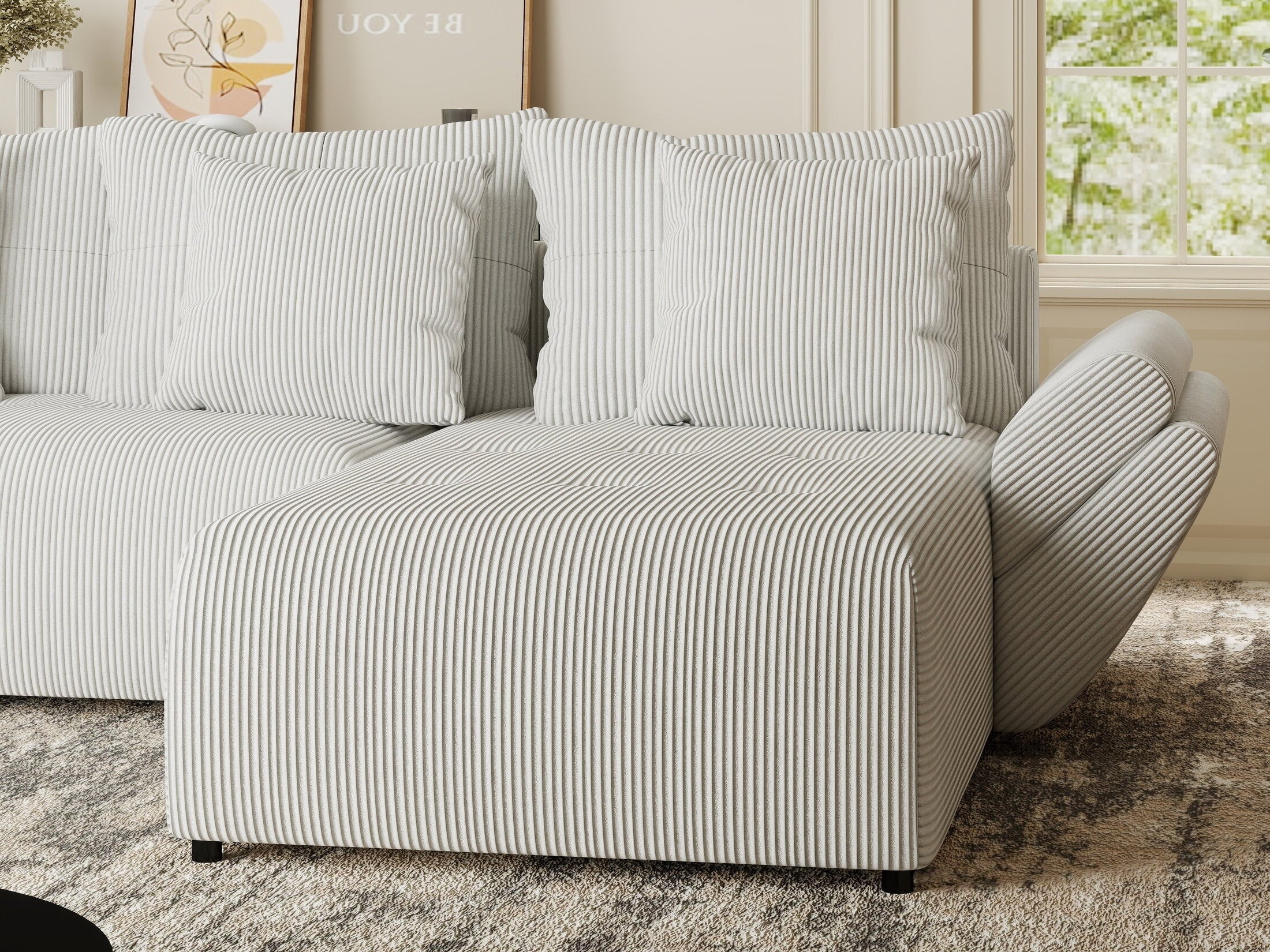 Colțar extensibil dumonde cu ladă de depozitare si sezut confortabil din spuma HR, Berlin Zoom Gri 280x185 cm II