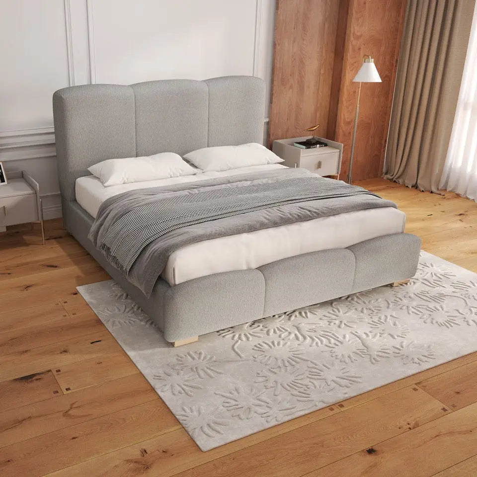 Pat dormitor dumonde, tapitat gri, Havana 160x200 cm, somiera rabatabila inclusa, spatiu depozitare WLS
